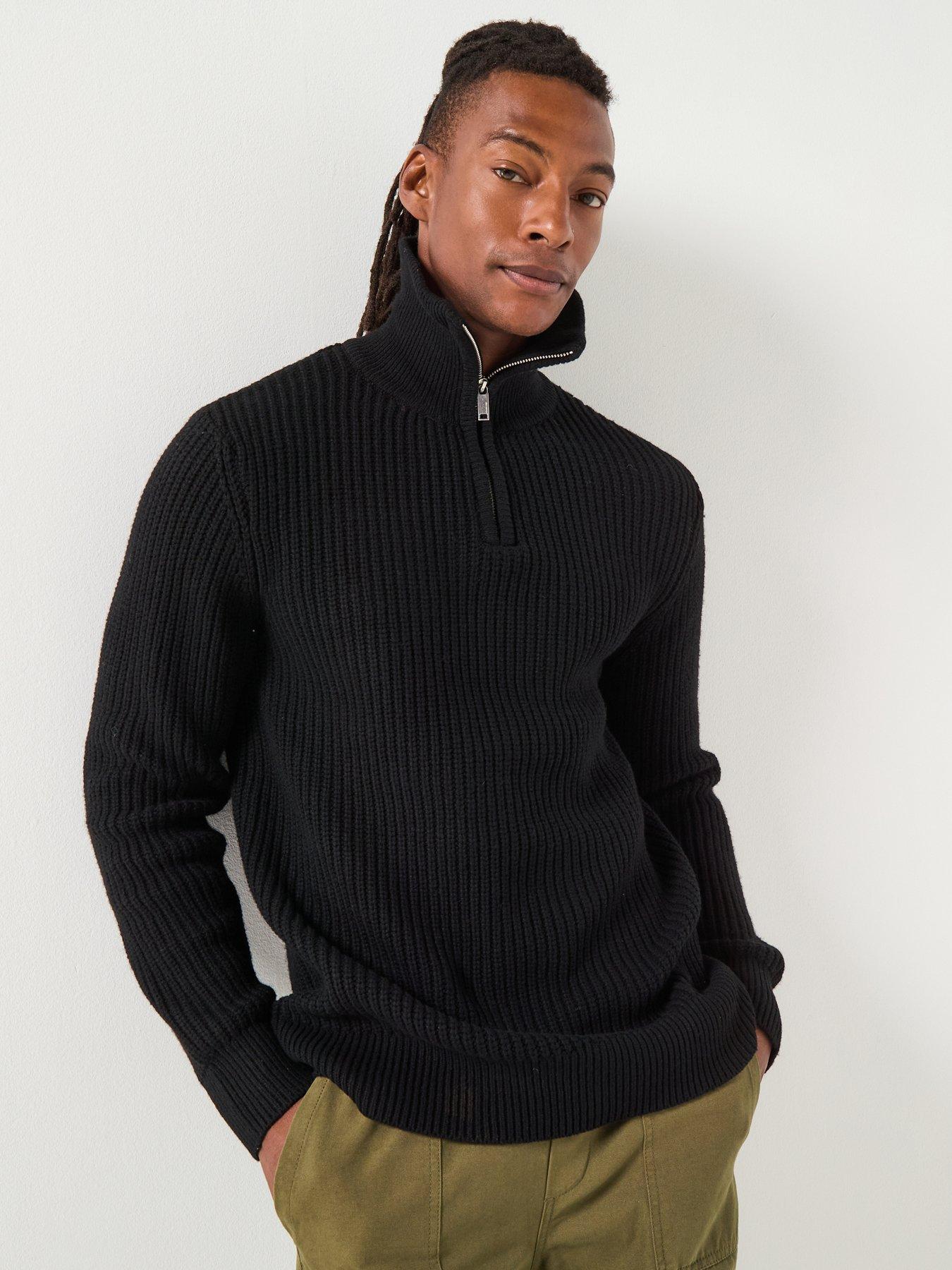 Selected Homme Land Half Zip Knitted Jumper - Black