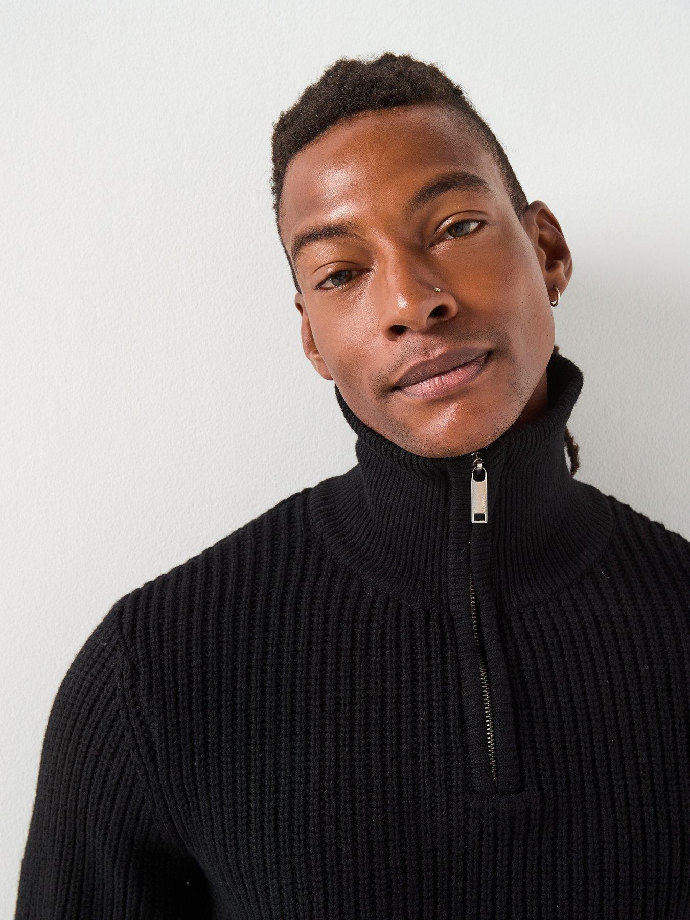 selected-land-half-zip-knitted-jumper-blackoutfit