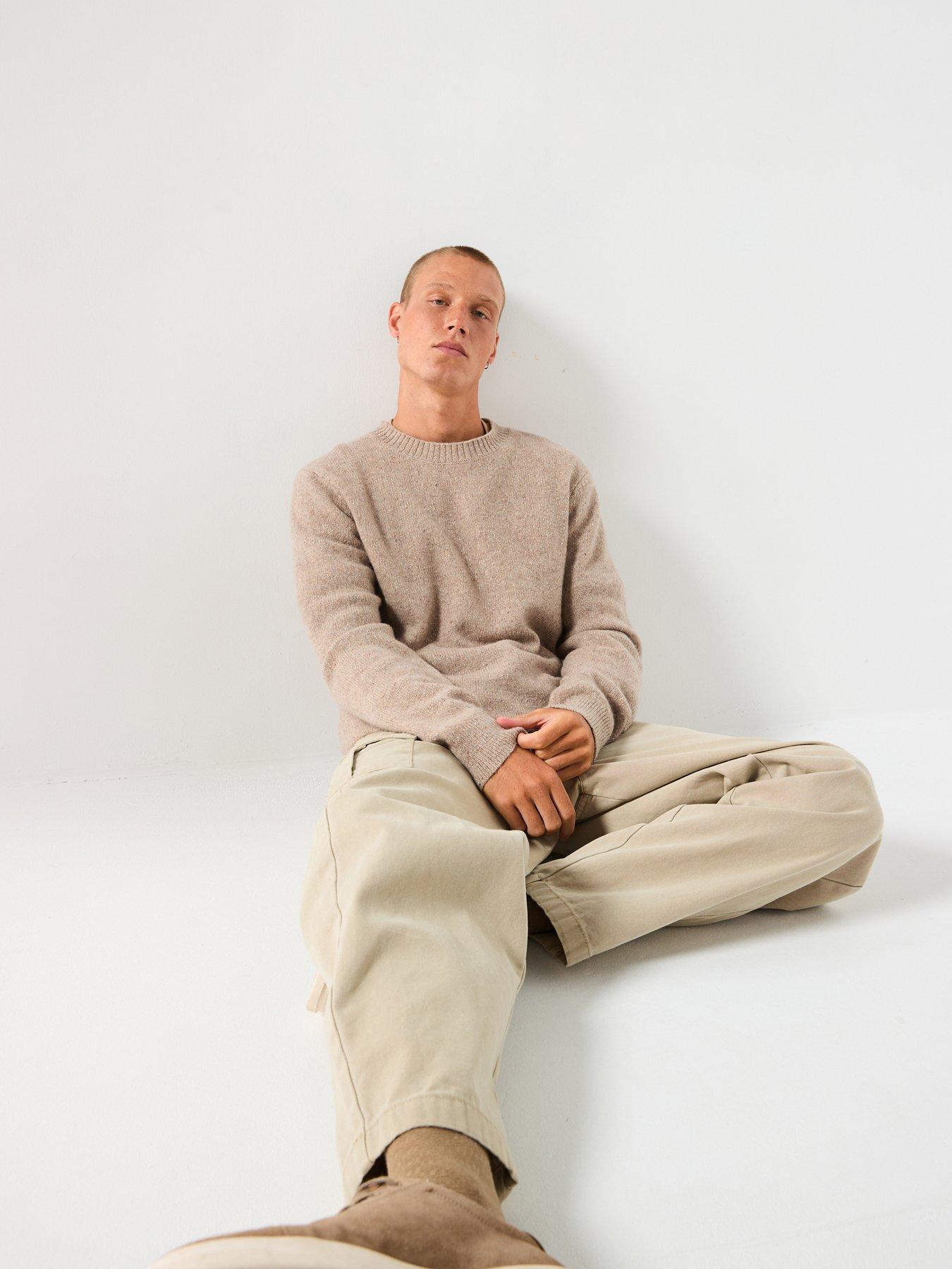 selected-homme-neil-long-sleeve-neppy-wool-knitted-jumper-beige