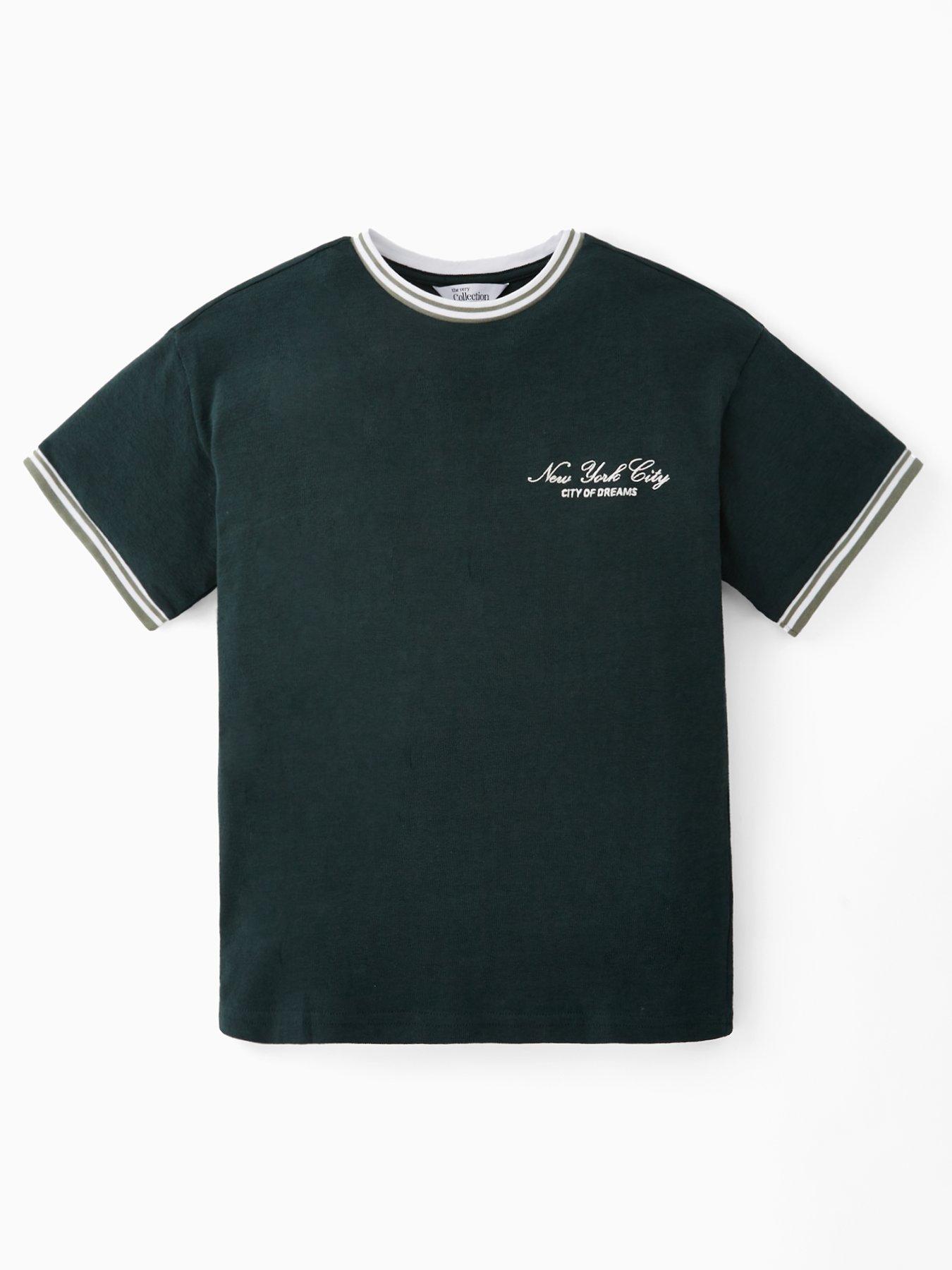 The Very Collection Boys Contrast Short Sleeve Slogan Detail T-shirt - Green