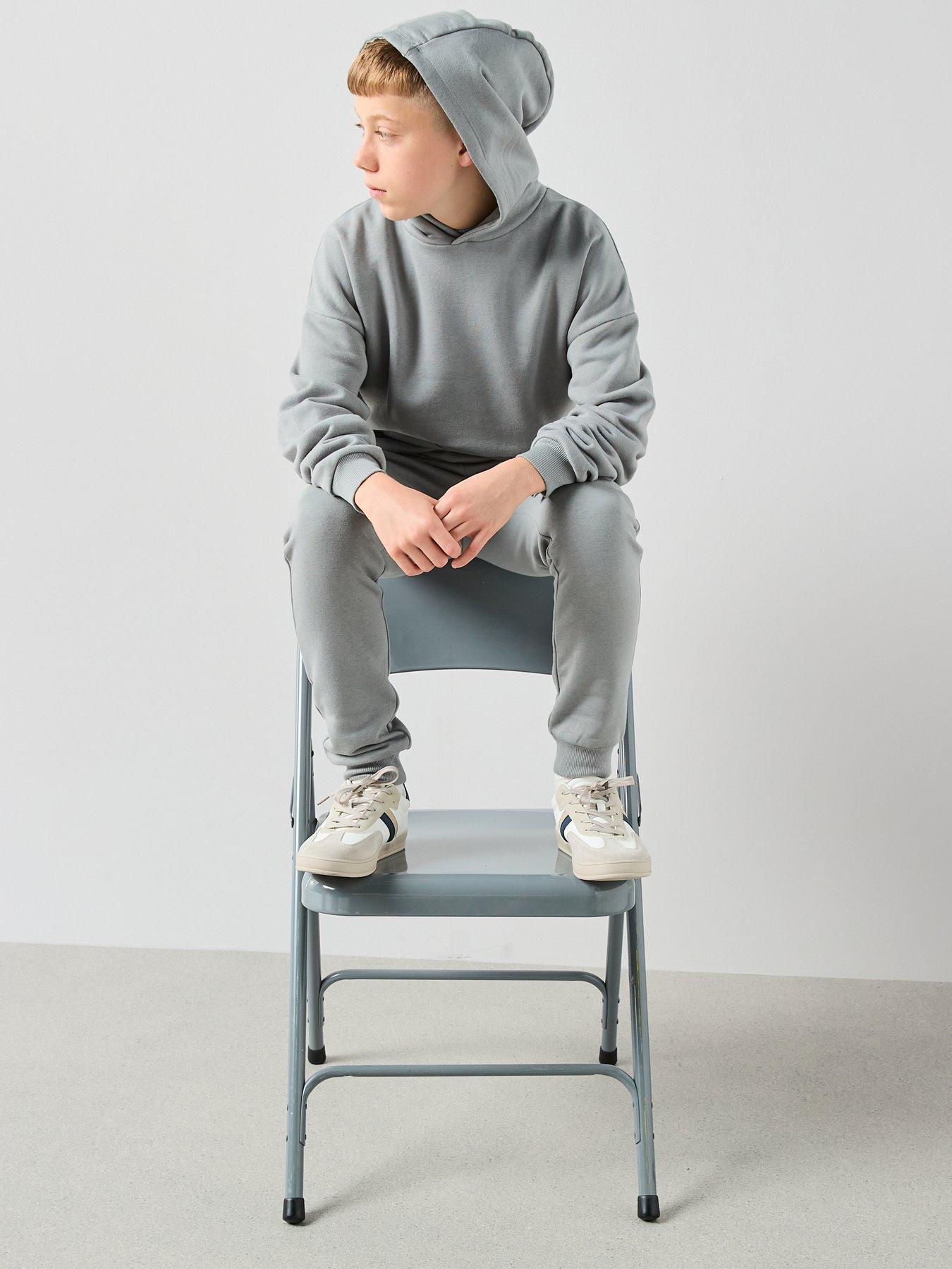 Image 3 of 6 of The Very Collection Boys Drop Shoulder Hoodie And Jogger Set - Grey