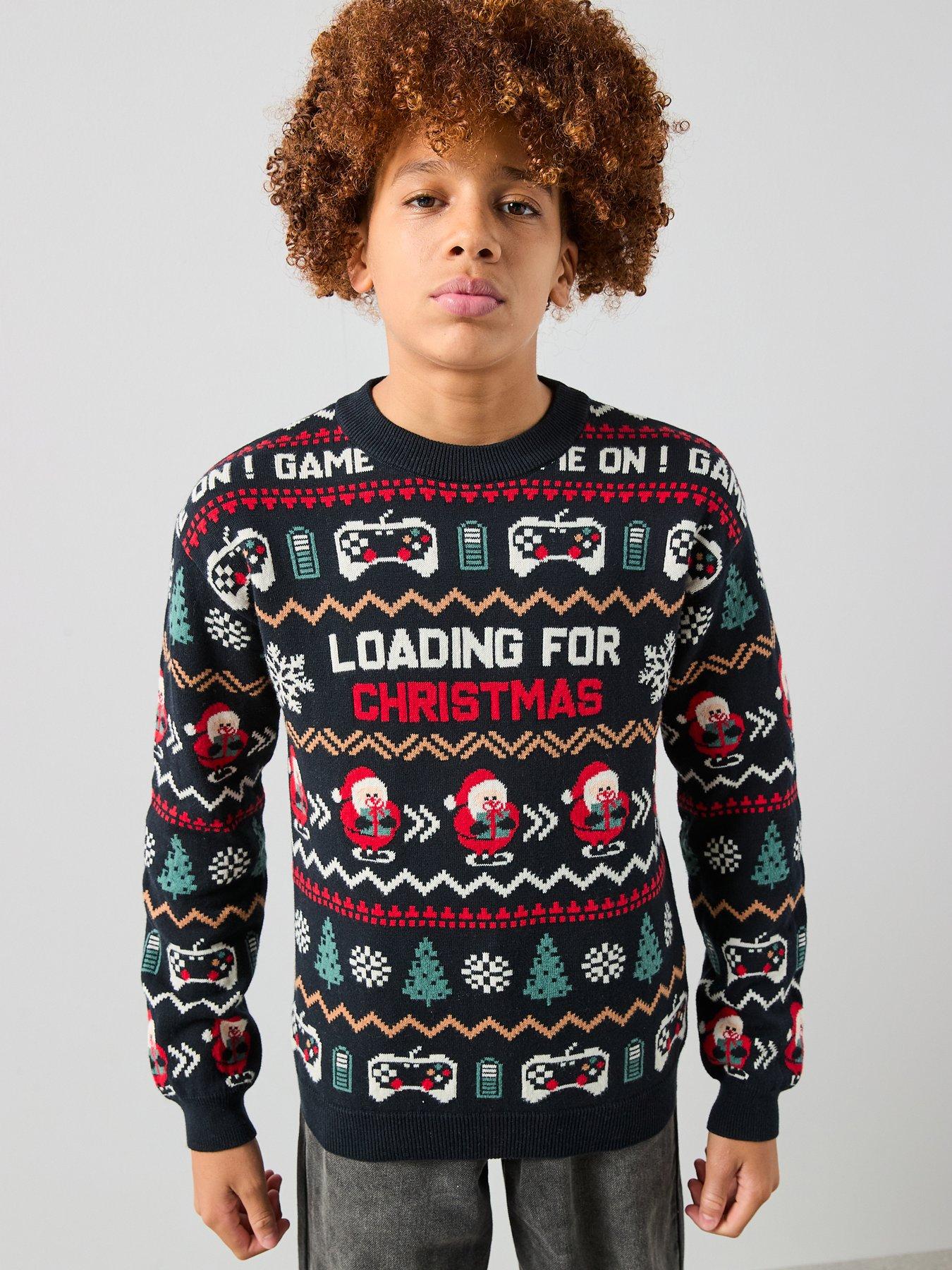 the-very-collection-boys-christmas-gaming-knitted-jumper-multi