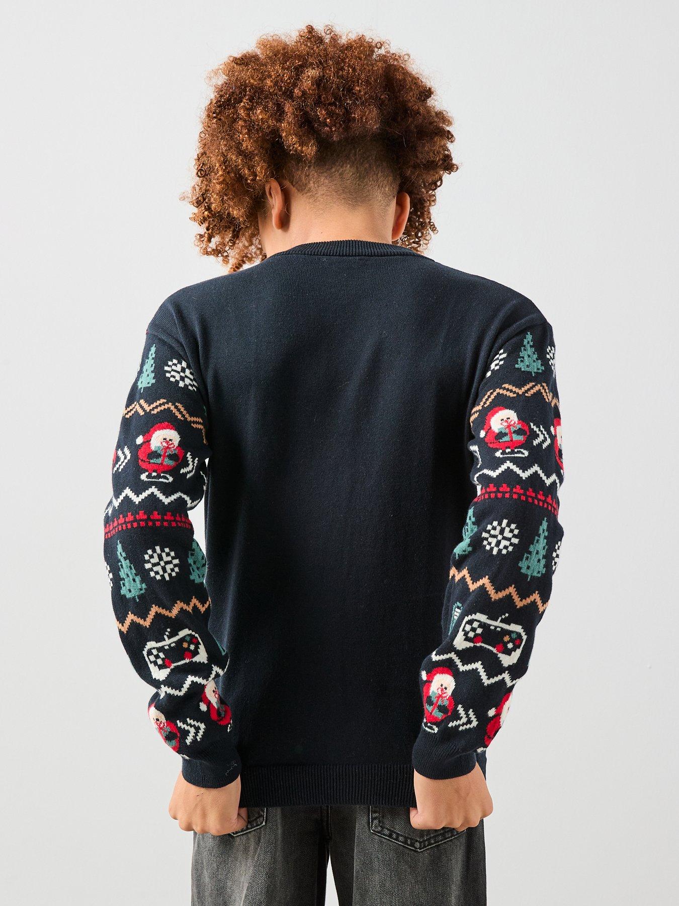 the-very-collection-boys-christmas-gaming-knitted-jumper-multistillFront