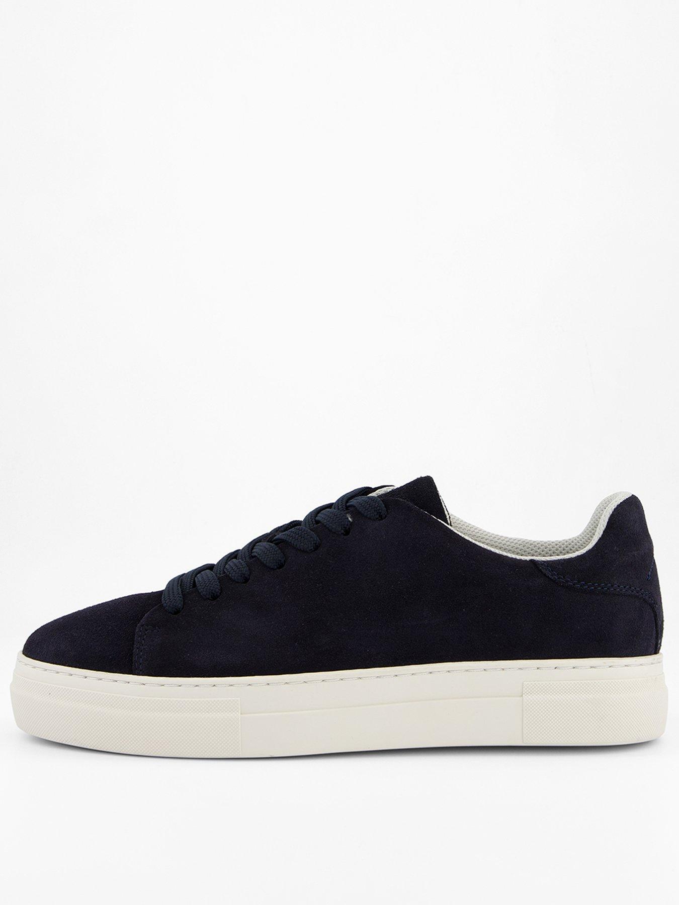 Image 1 of 7 of Selected David Chunky Suede Cupsole Trainer - Navy