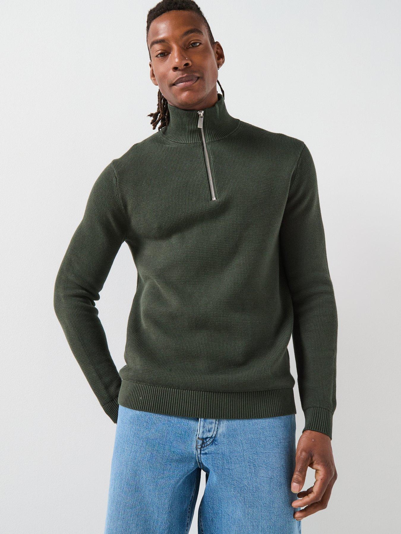 Image 1 of 6 of Selected Selected Dane Long Sleeve Hlaf Zip Knitted Jumper