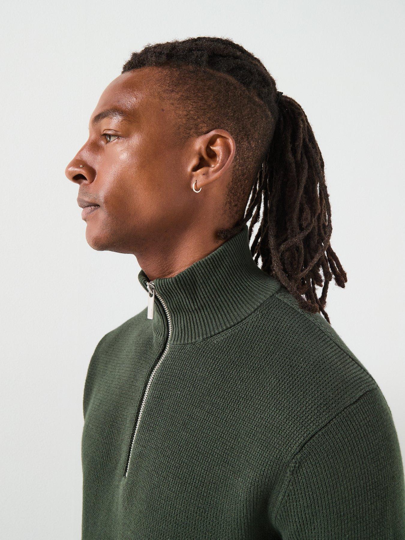 selected-dane-long-sleeve-half-zip-knitted-jumper-dark-greenoutfit
