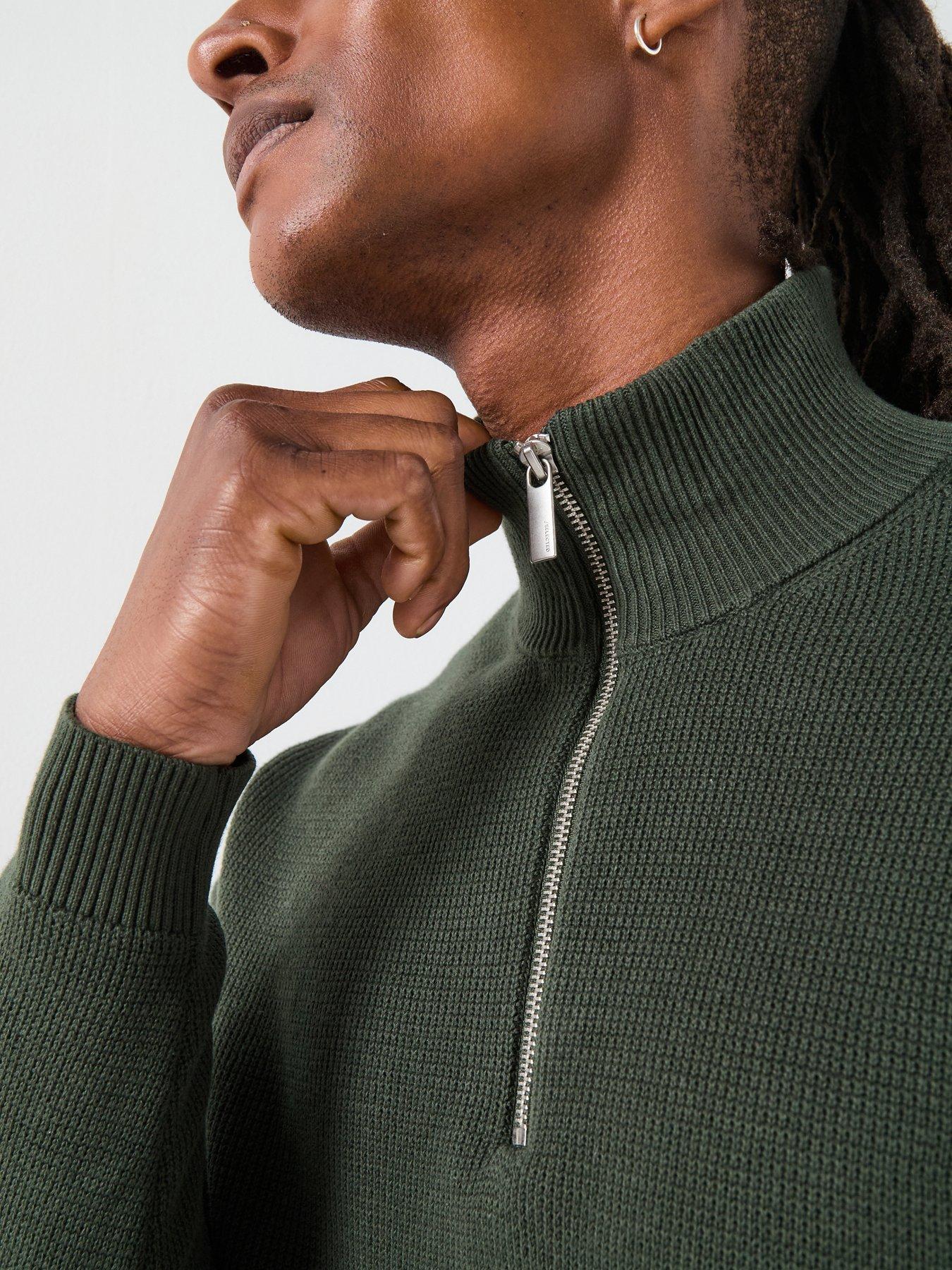 selected-dane-long-sleeve-half-zip-knitted-jumper-dark-greendetail