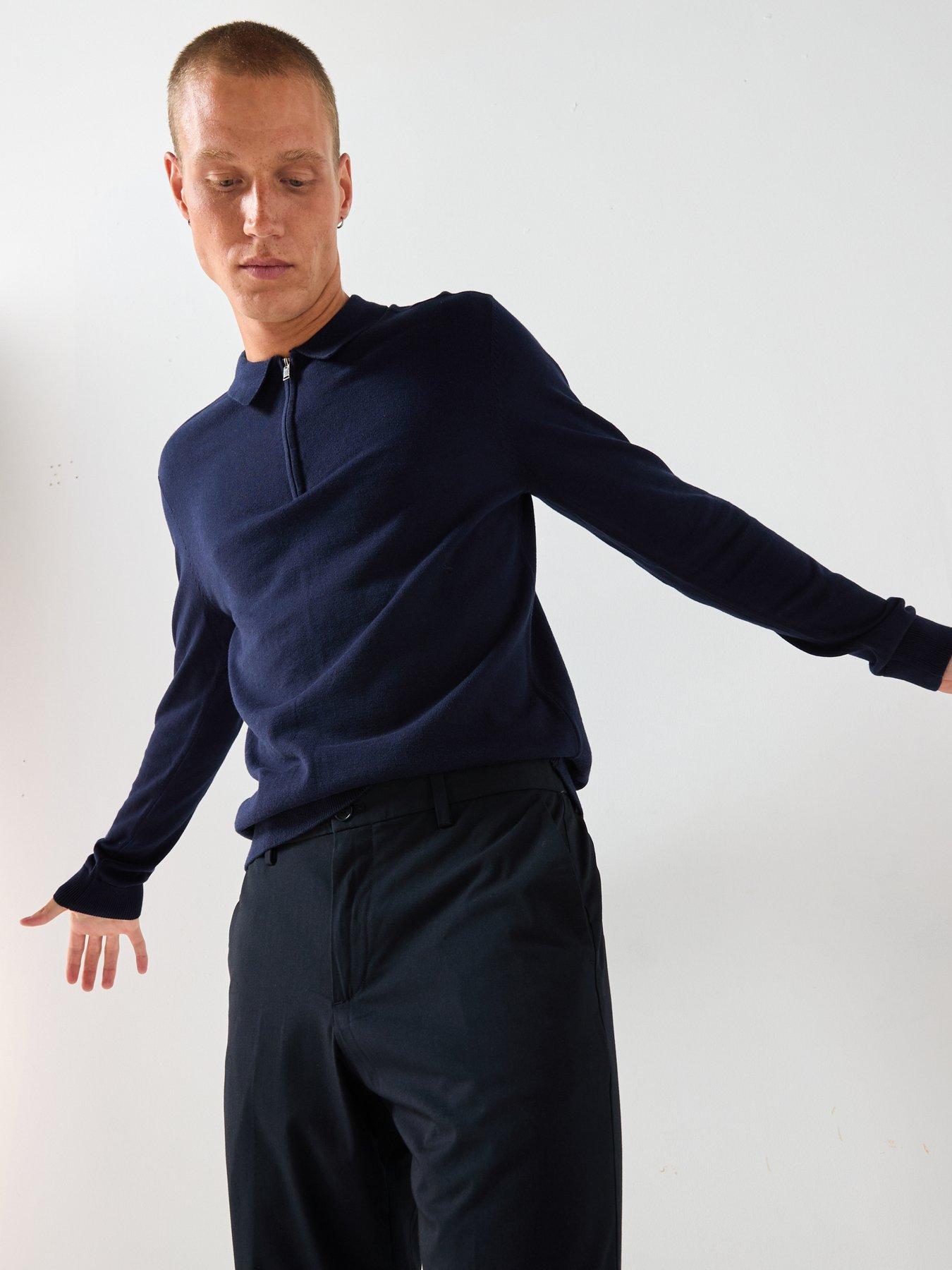 Image 4 of 6 of Selected Selected Berg Long Sleeve Half Zip Knitted Polo Shirt