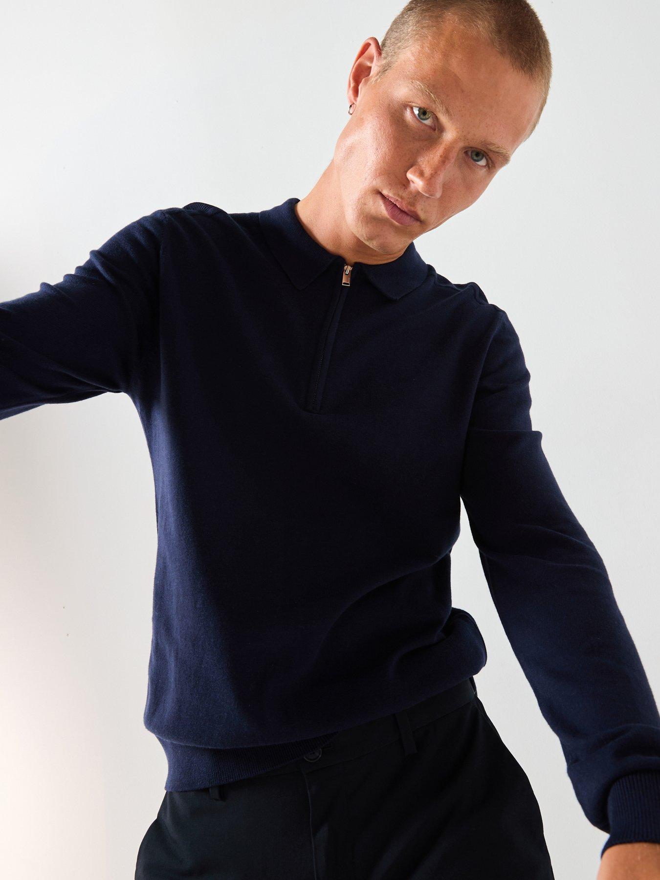 Image 5 of 6 of Selected Selected Berg Long Sleeve Half Zip Knitted Polo Shirt