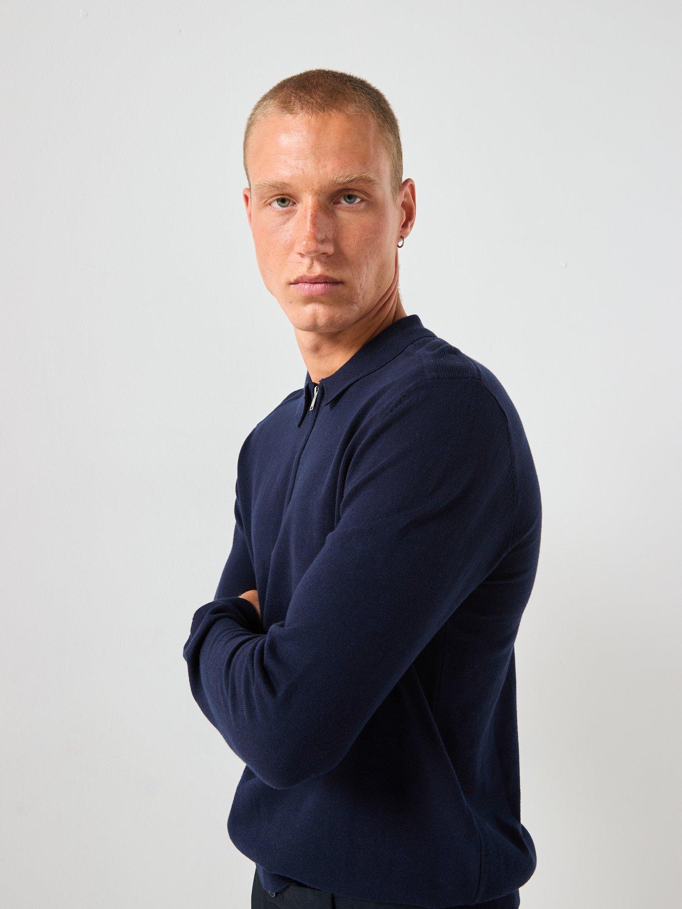 Image 6 of 6 of Selected Selected Berg Long Sleeve Half Zip Knitted Polo Shirt