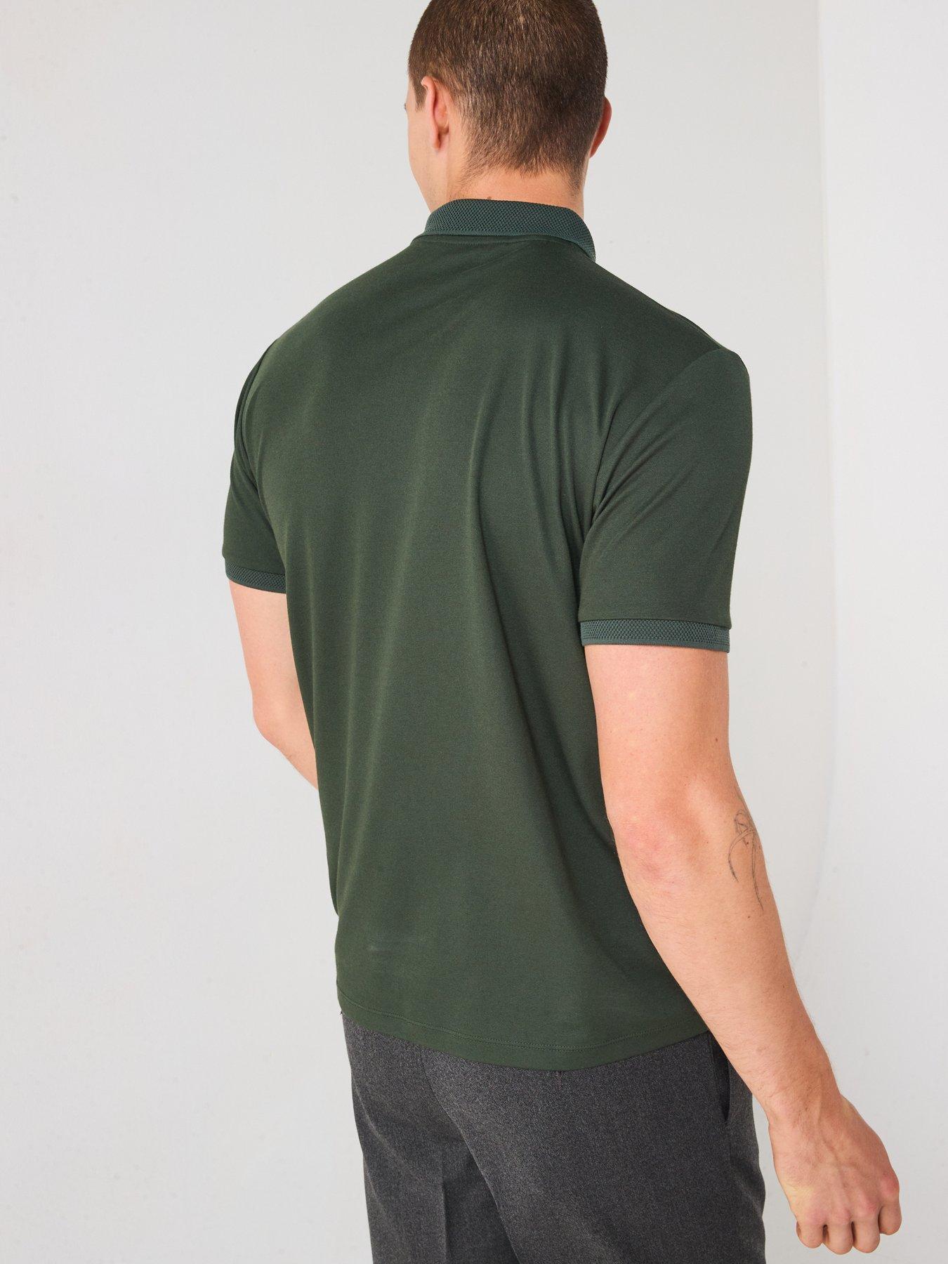 selected-homme-fave-zip-polo-shirt-dark-greenstillFront