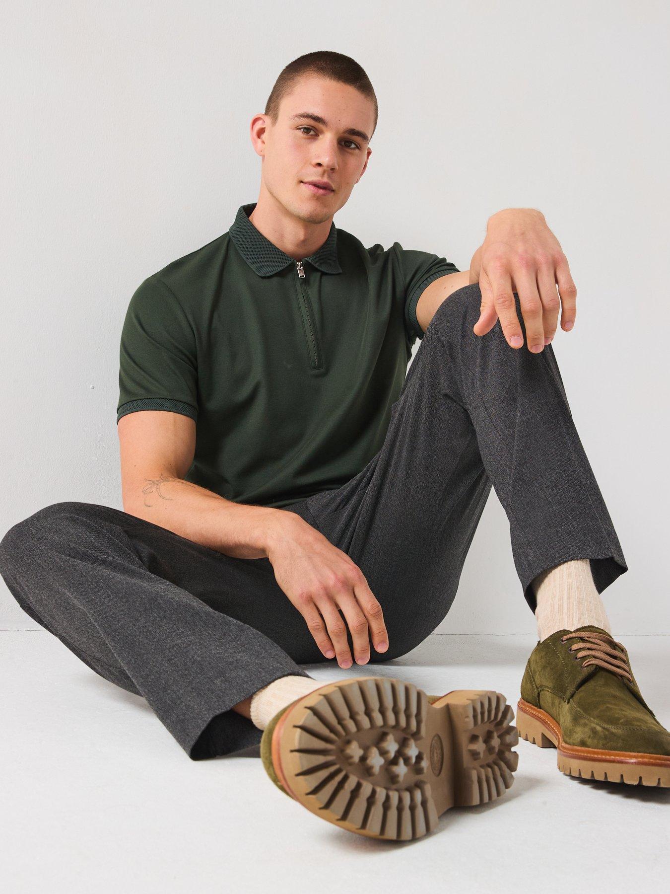 selected-homme-fave-zip-polo-shirt-dark-greenoutfit