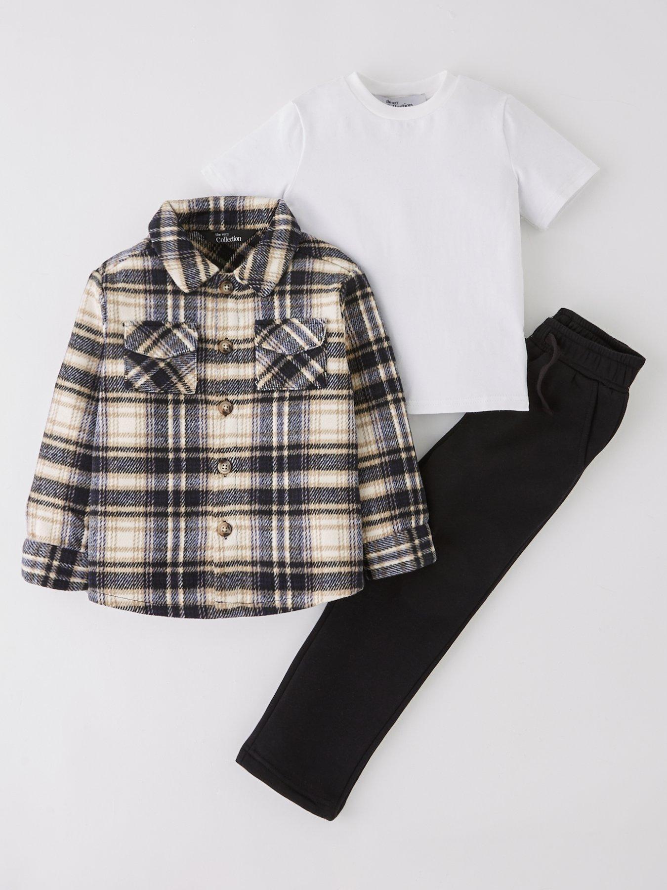 the-very-collection-boys-3-piece-checked-shirt-jogger-and-tshirt-set-multi