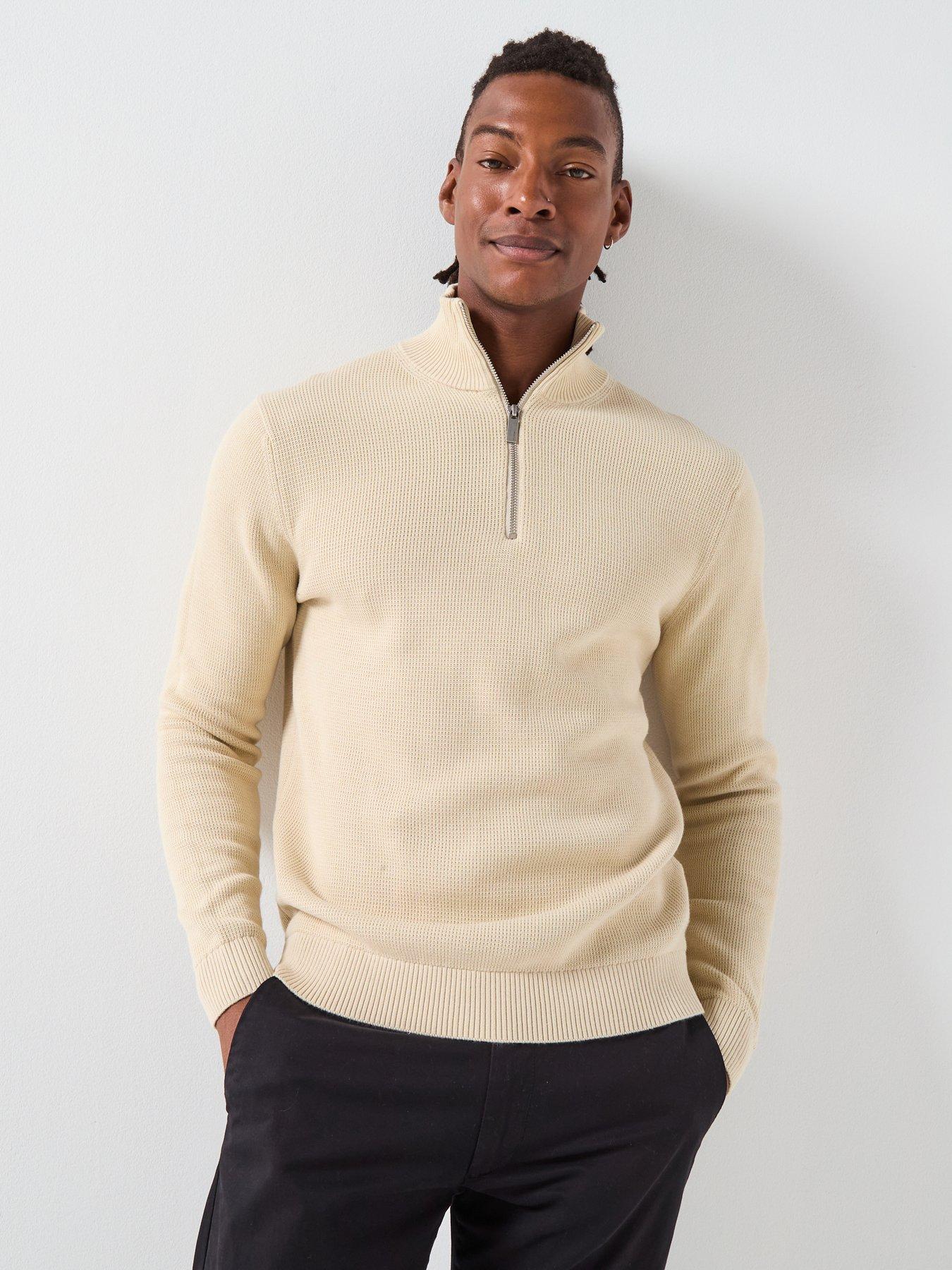 Selected Homme Dane Half Zip Knitted Jumper - Beige