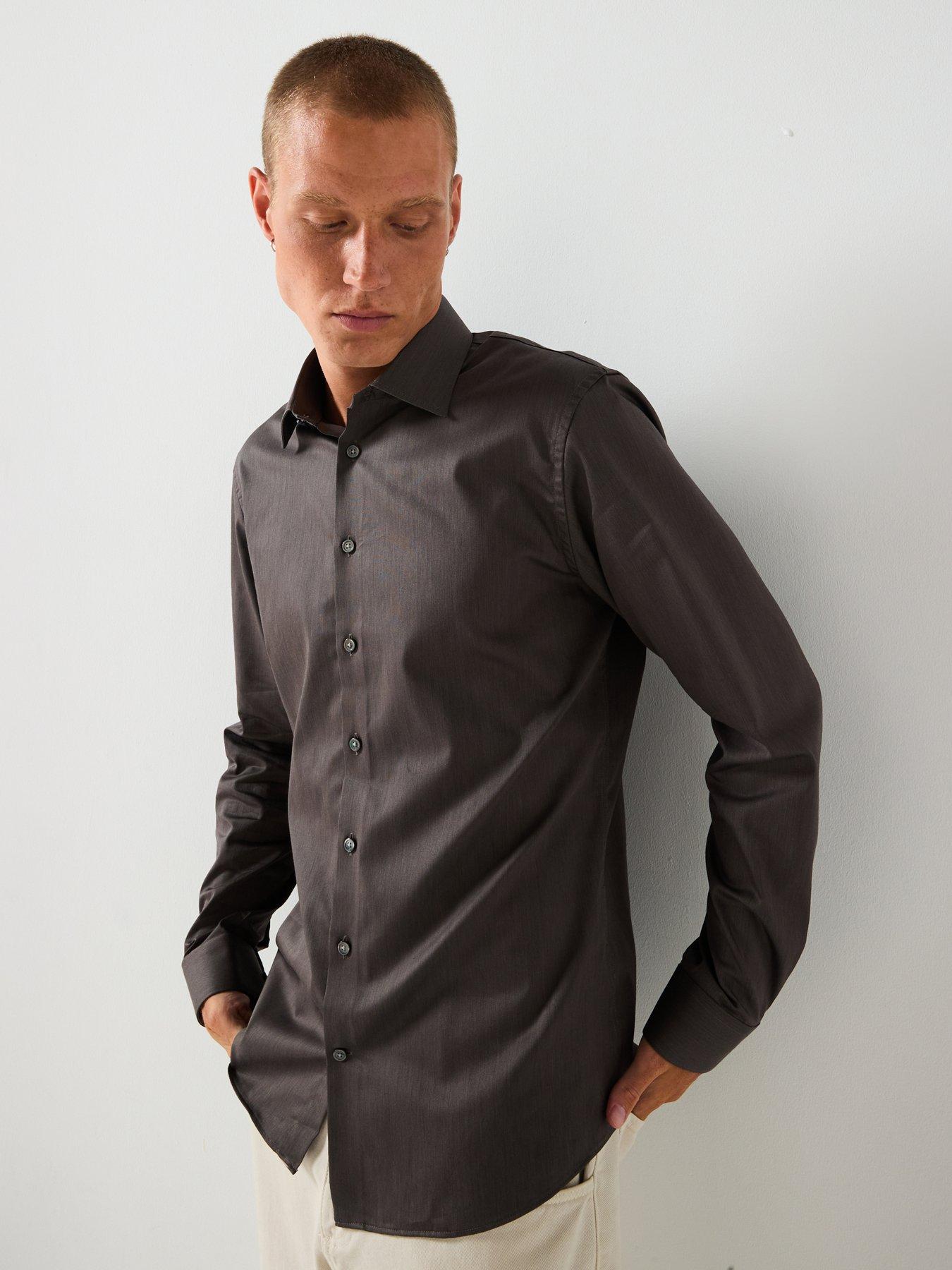 Image 5 of 5 of Selected Long Sleeve Slim Performance Shirt - Brown