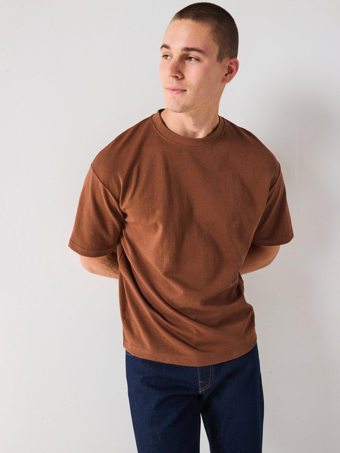 Selected Homme Loose Fit Oscar Short Sleeve T-Shirt - Brown