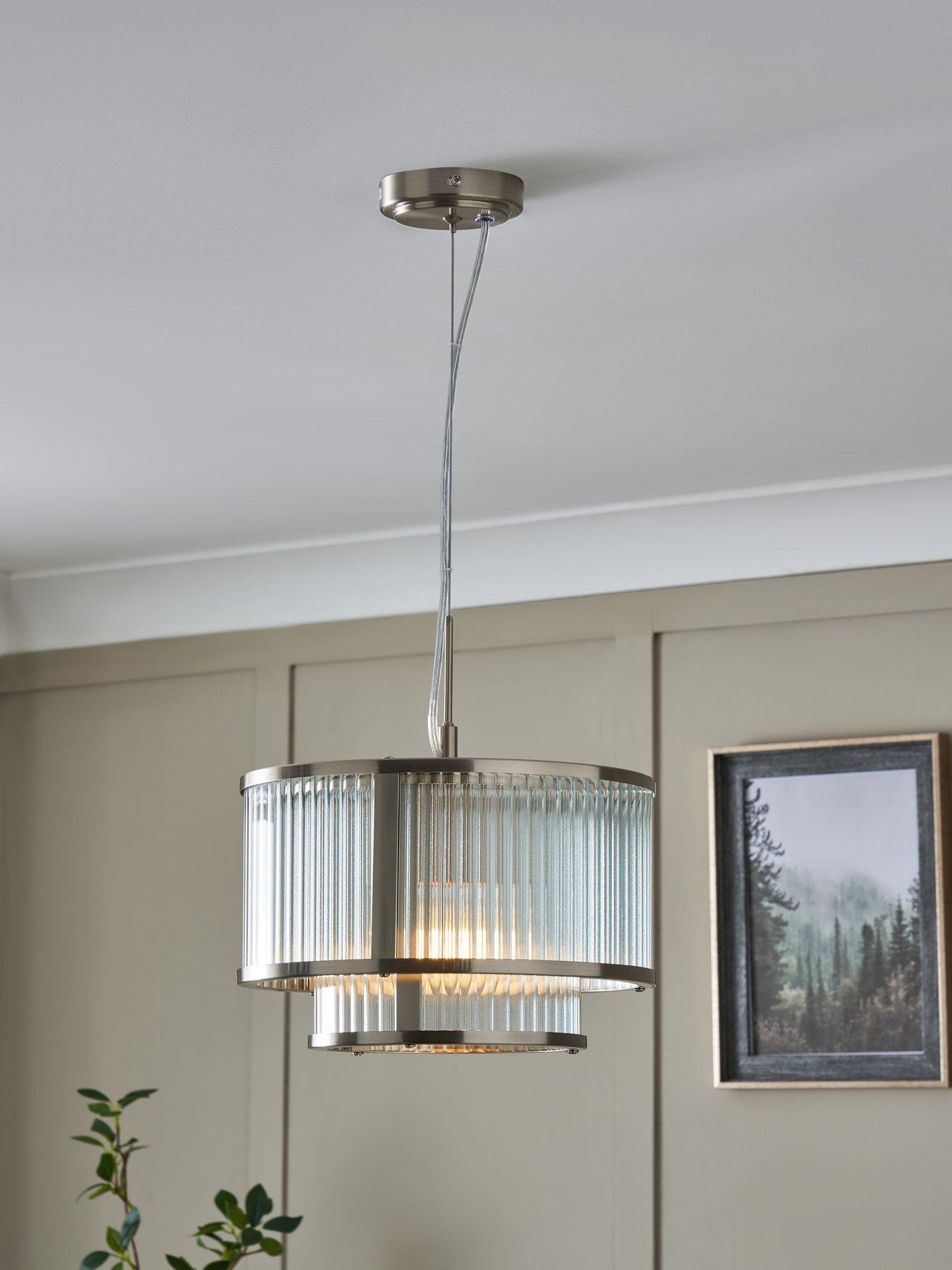 Image 1 of 6 of The Very Collection Ribbed Glass Tiered Pendant Light