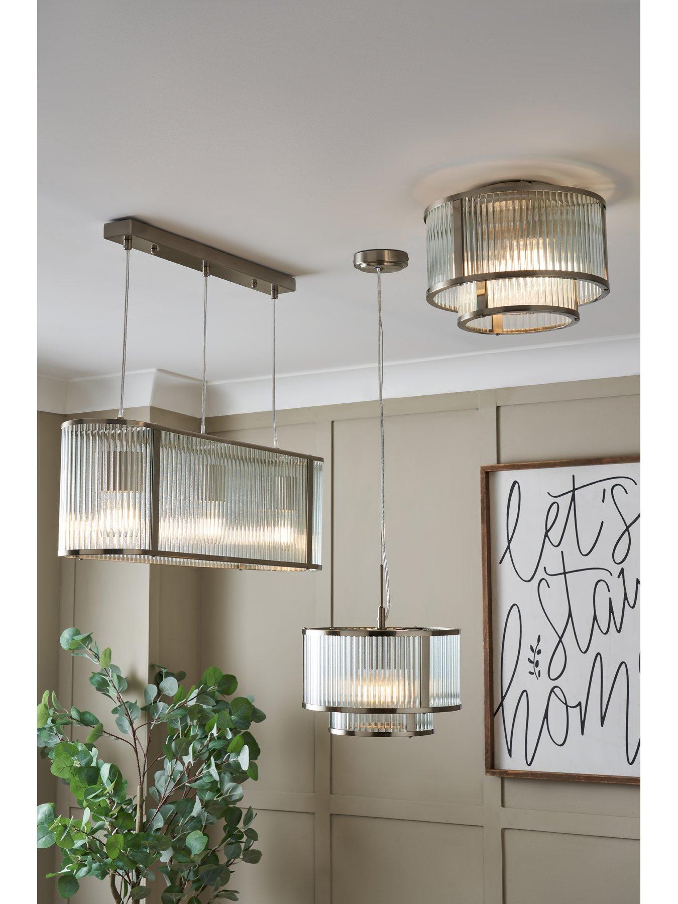 Image 6 of 6 of The Very Collection Ribbed Glass Adjustable Diner Light