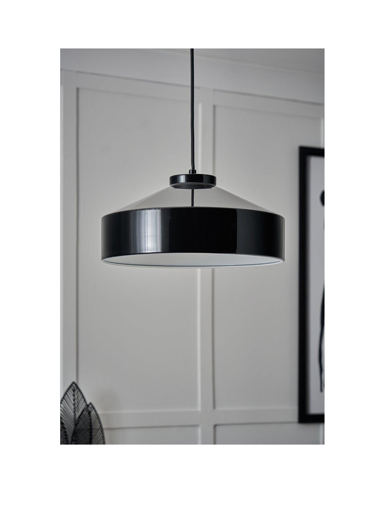 Image 2 of 6 of The Very Collection Gloss Black Metal Industrial Pendant