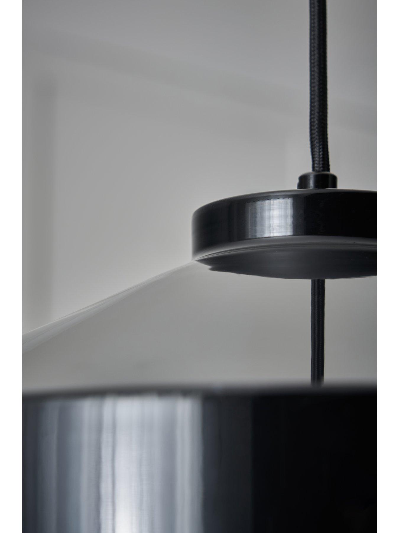 Image 3 of 6 of The Very Collection Gloss Black Metal Industrial Pendant