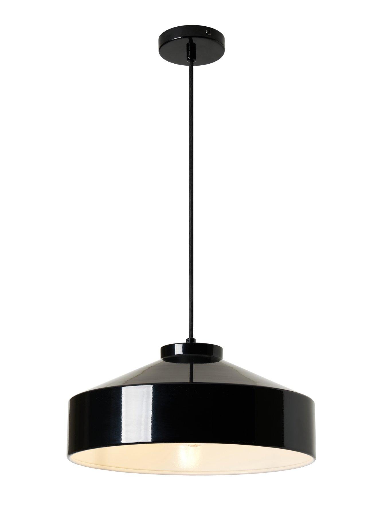 Image 4 of 6 of The Very Collection Gloss Black Metal Industrial Pendant