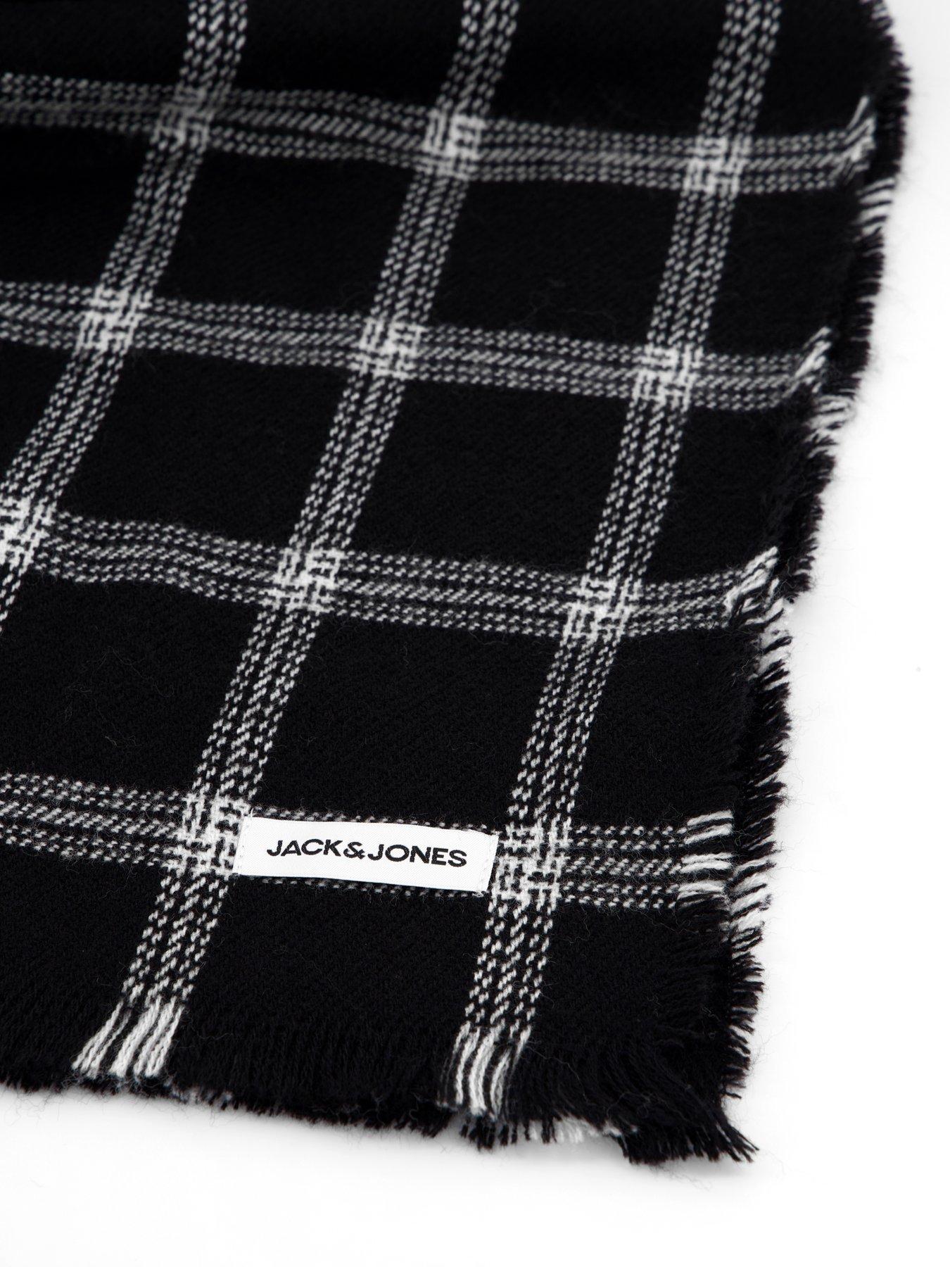 Image 3 of 4 of Jack & Jones Frost Beanie Hat And Check Scarf Gift Set - Black