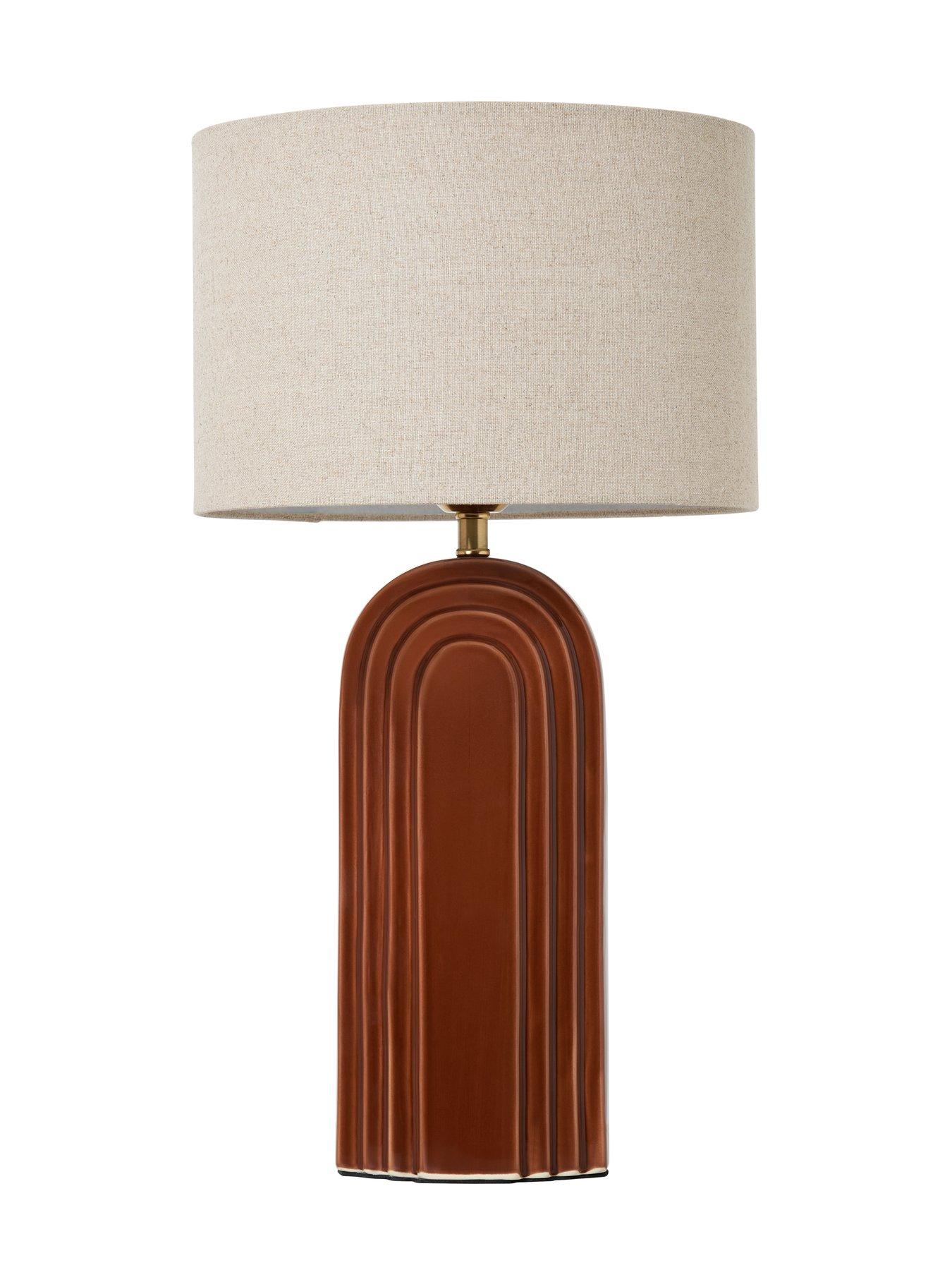 Image 3 of 6 of The Very Collection Brown Ceramic Arch Ceramic Table Lamp