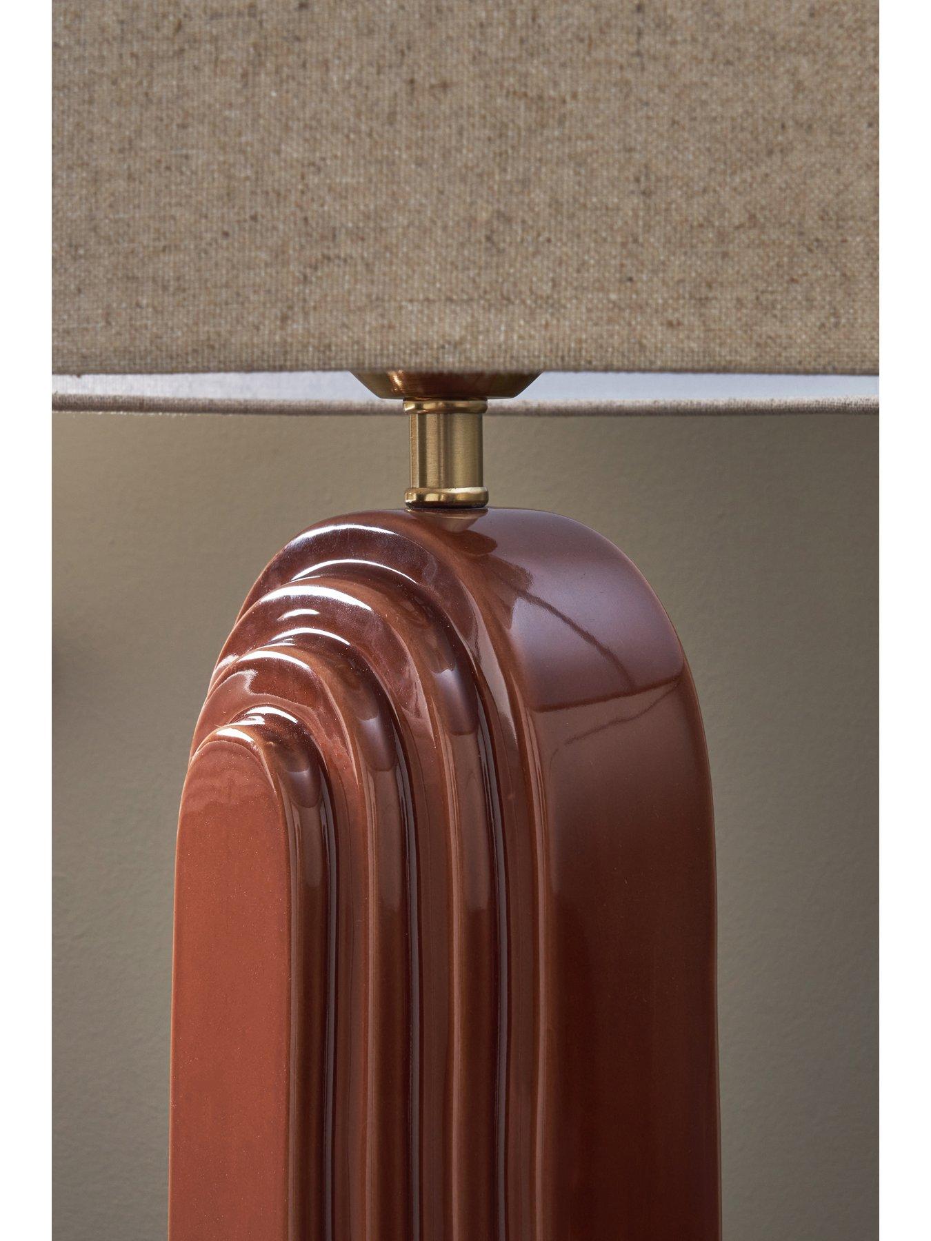 Image 4 of 6 of The Very Collection Brown Ceramic Arch Ceramic Table Lamp