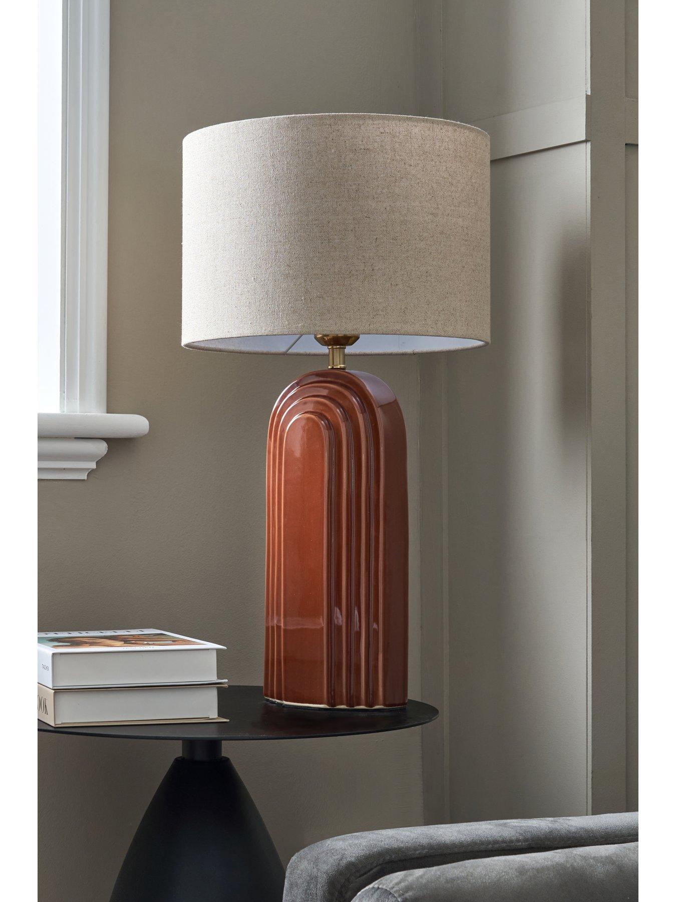 Image 6 of 6 of The Very Collection Brown Ceramic Arch Ceramic Table Lamp