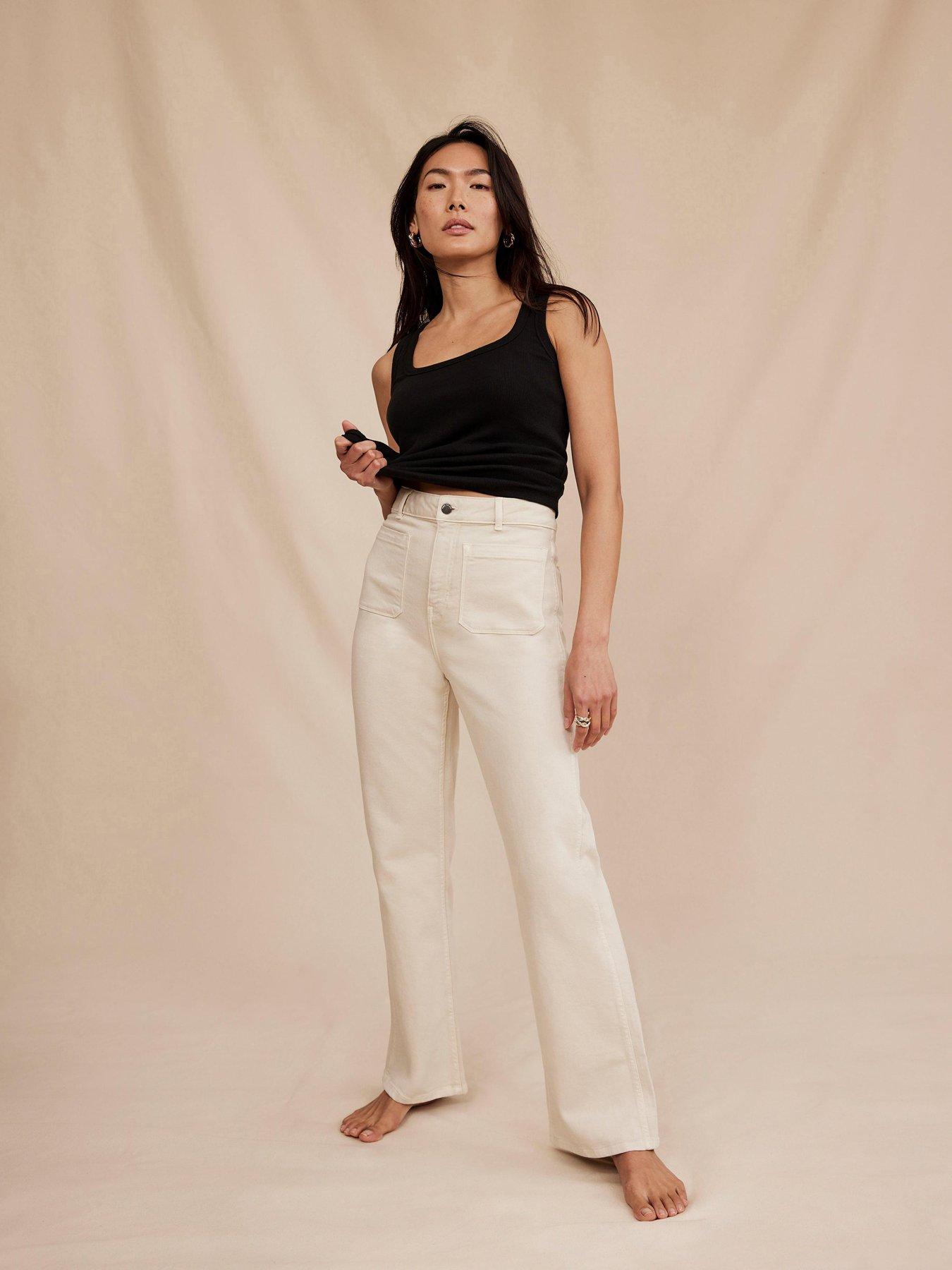 Image 1 of 6 of Mint Velvet Neutral Pocket Straight Jean - Beige