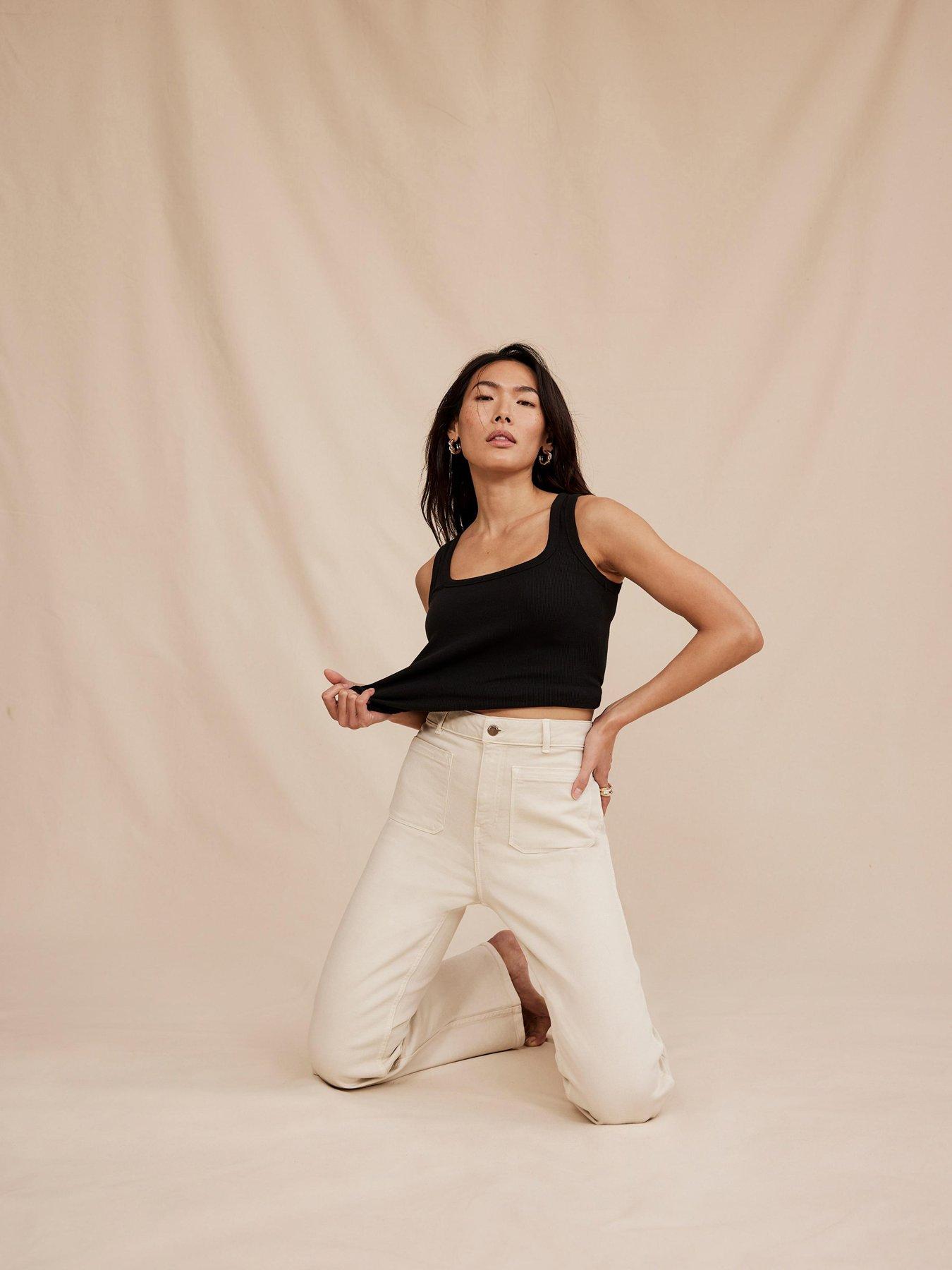 Image 2 of 6 of Mint Velvet Neutral Pocket Straight Jean - Beige