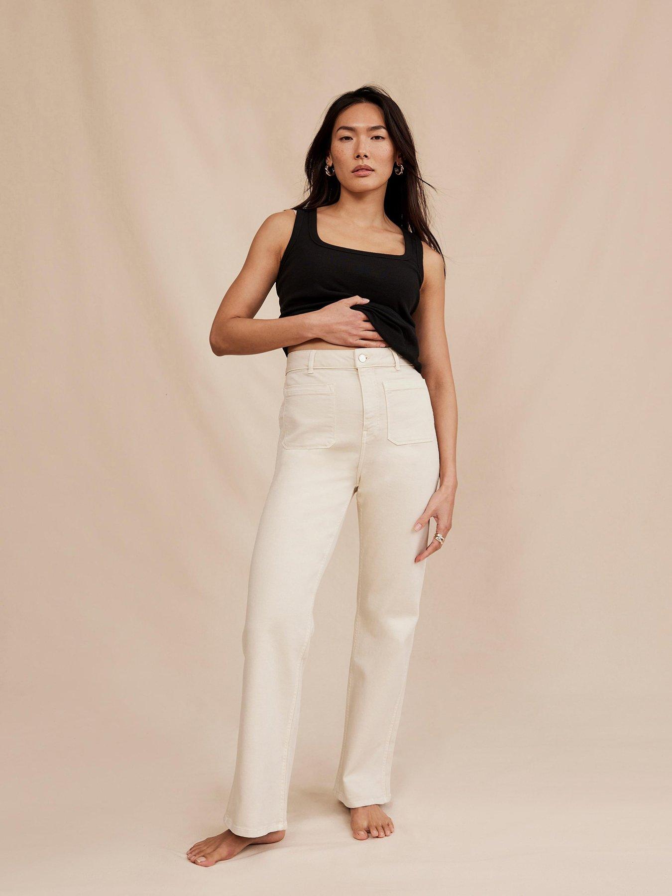 Image 4 of 6 of Mint Velvet Neutral Pocket Straight Jean - Beige