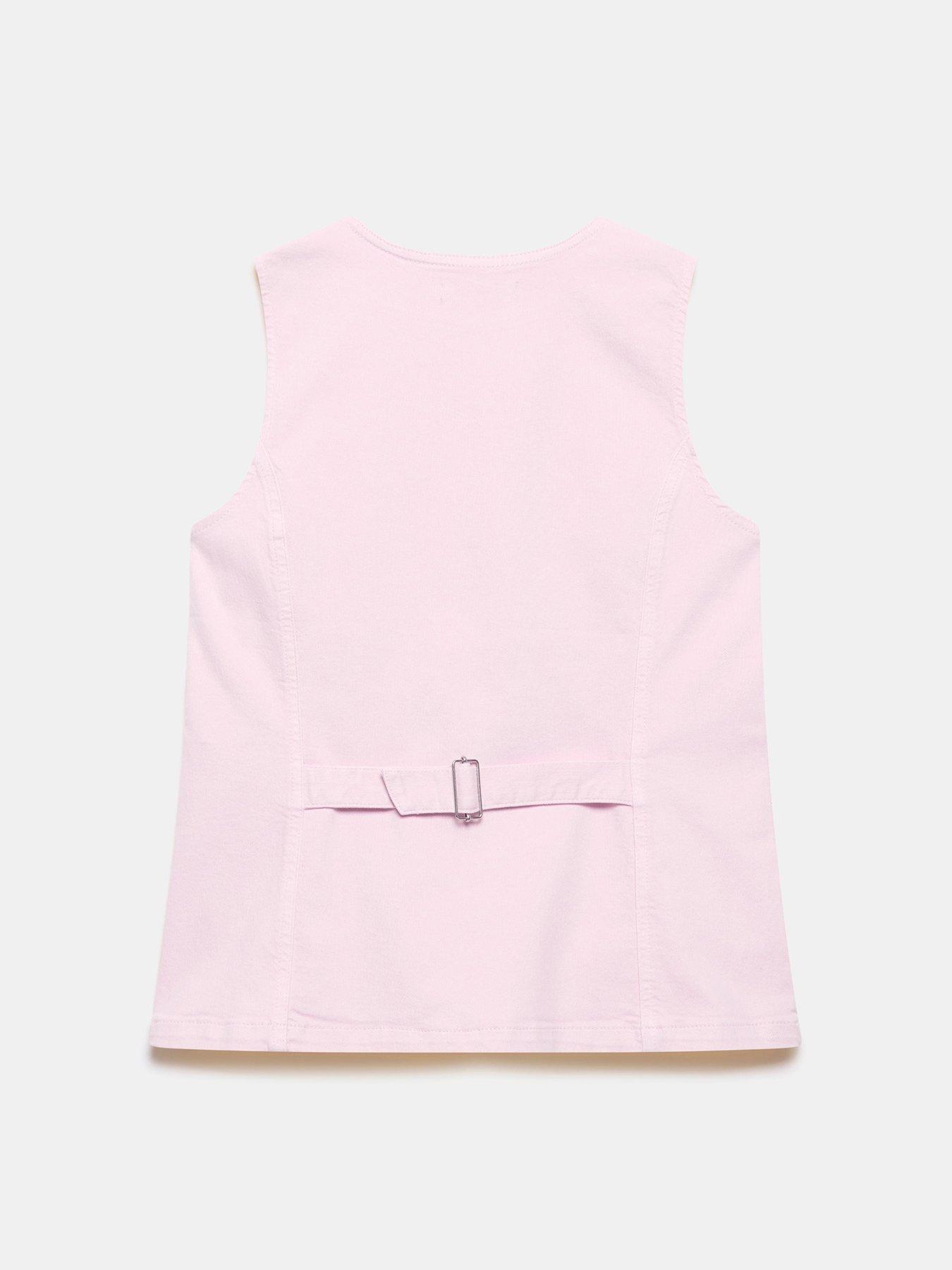 Image 6 of 6 of Mint Velvet Denim V Neck Waistcoat - Pink