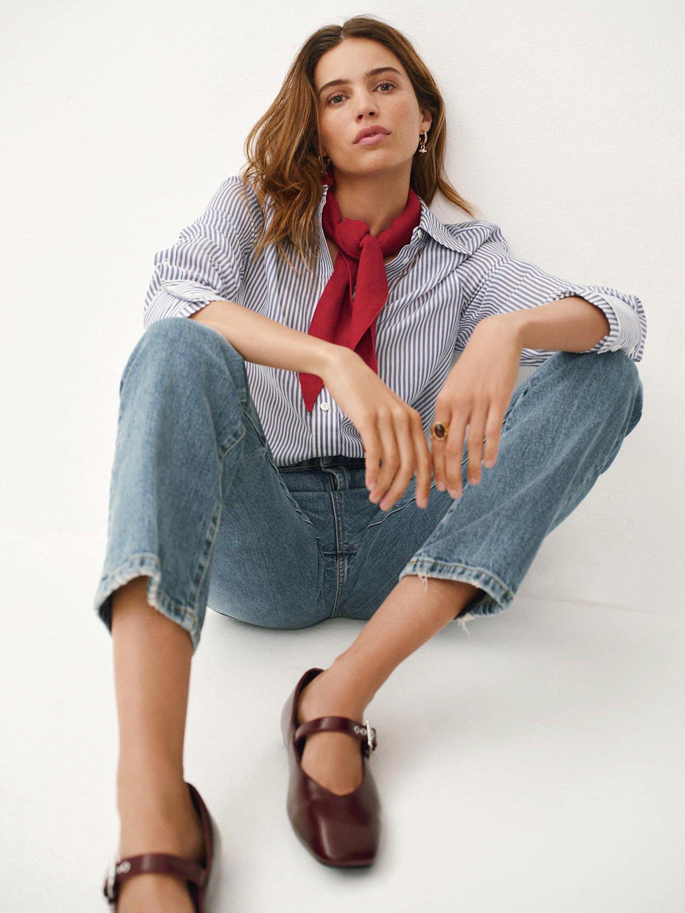 Image 2 of 5 of Mint Velvet Stripe Longline Shirt - Blue