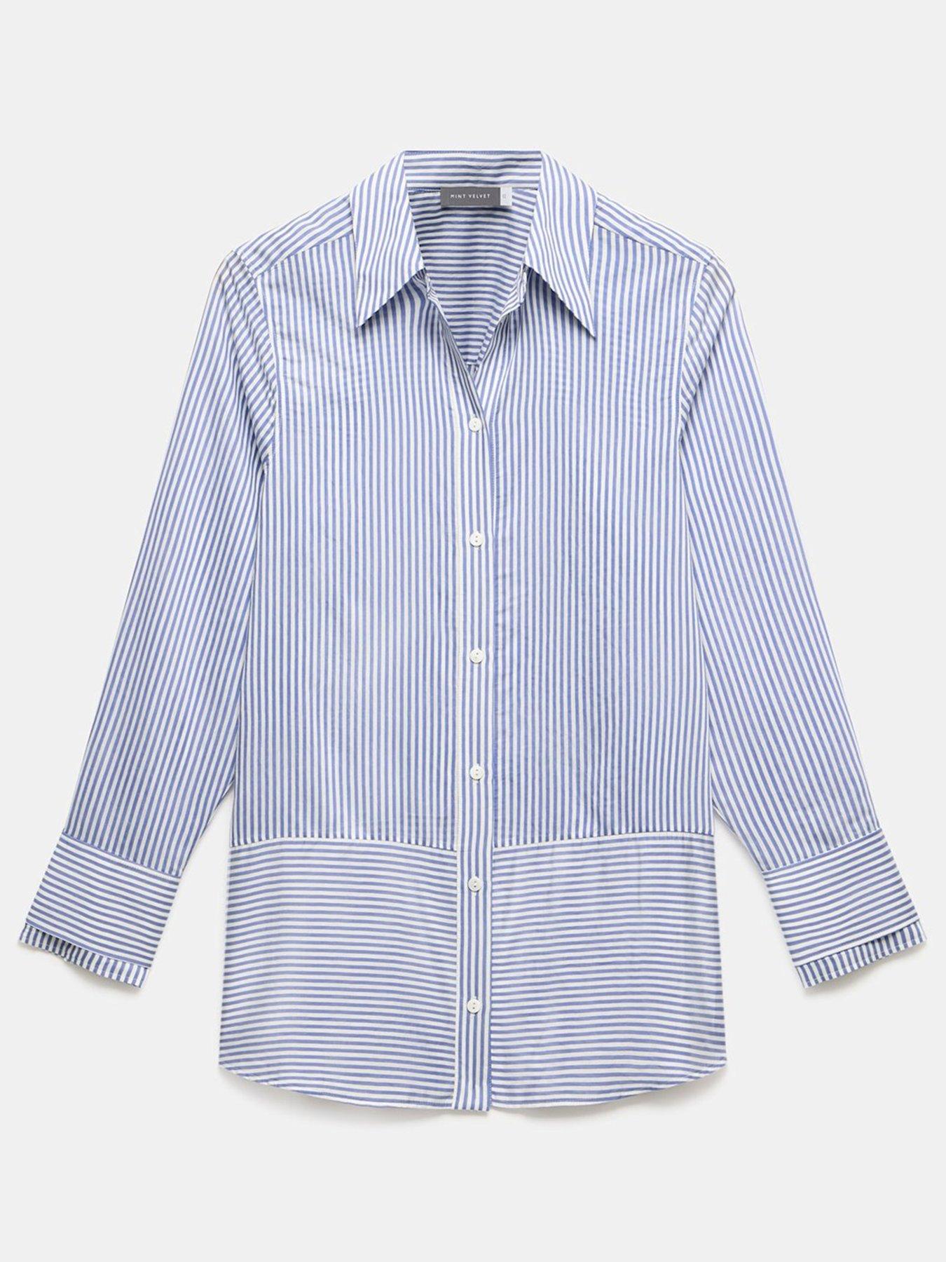 Image 5 of 5 of Mint Velvet Stripe Longline Shirt - Blue