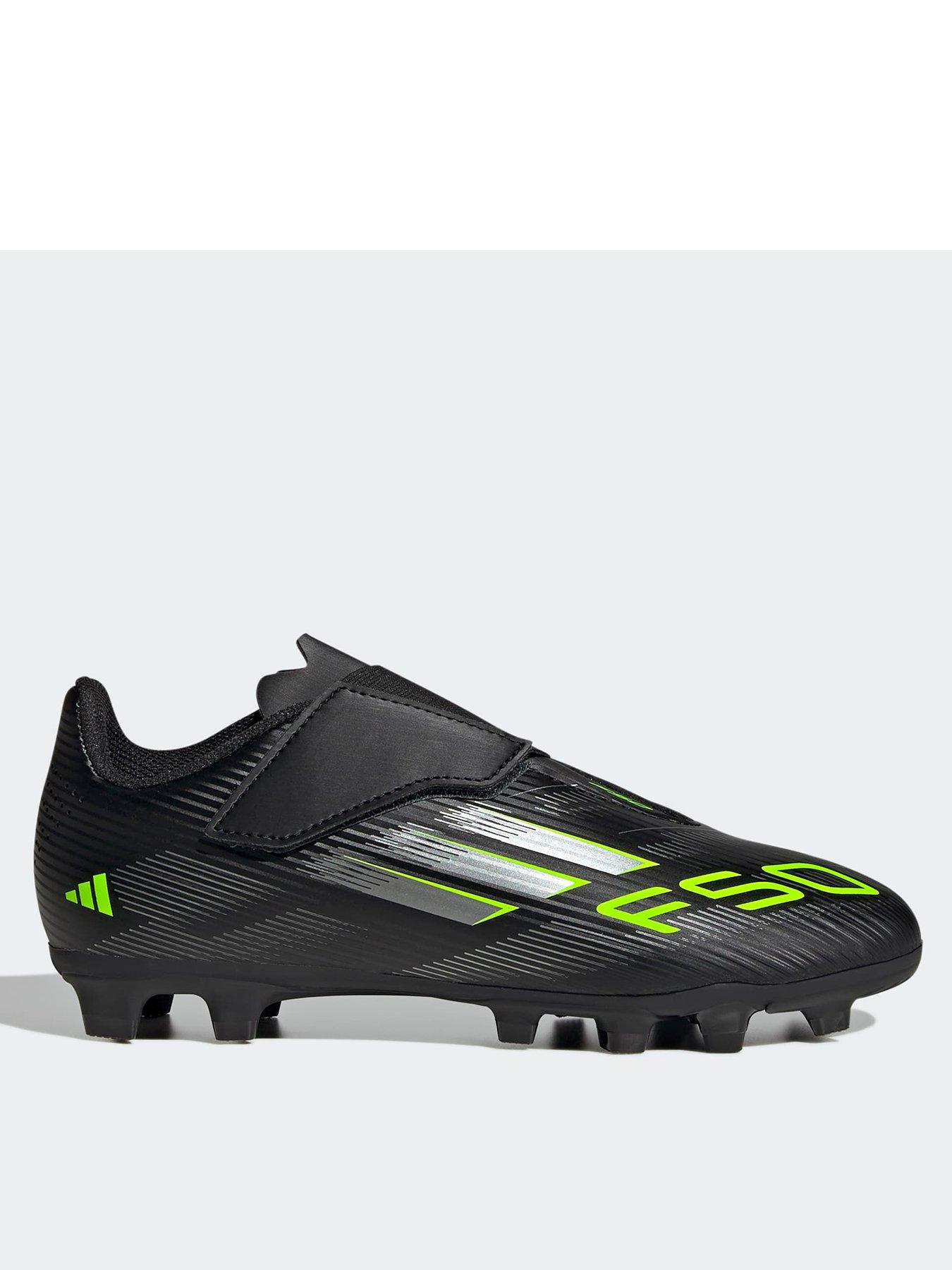 adidas Junior F50 Club Velcro Astro Firm Ground Football Boots - Black