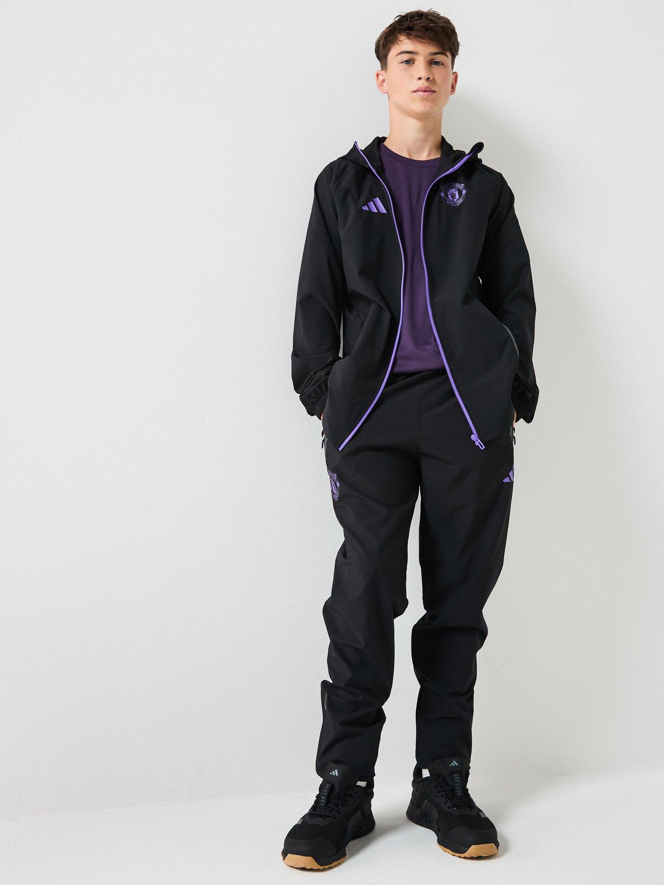 Image 3 of 6 of adidas Junior Manchester United Vis Tech Hooded Training Jacket - Black