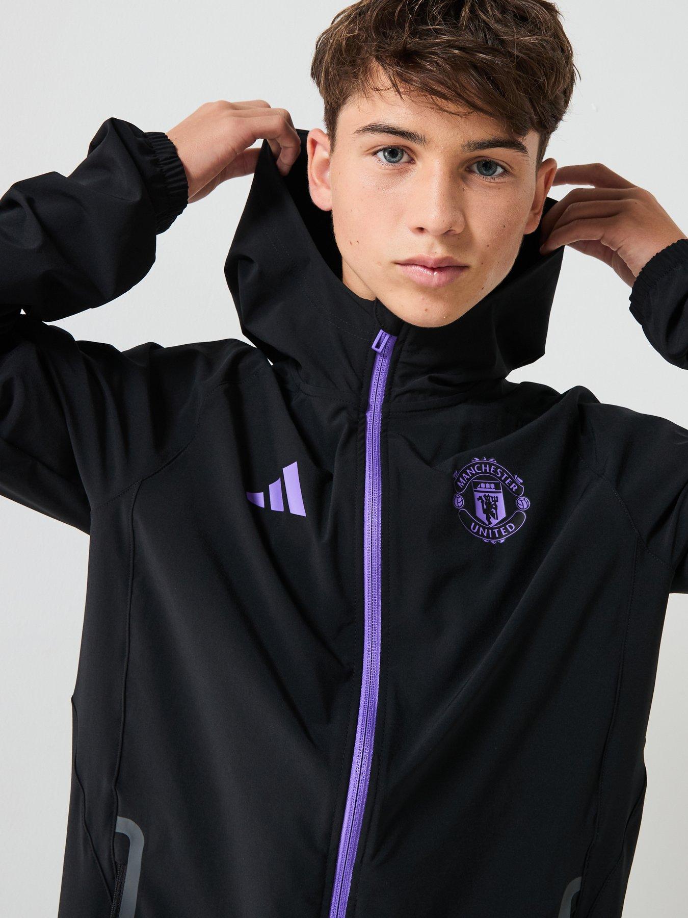 Image 4 of 6 of adidas Junior Manchester United Vis Tech Hooded Training Jacket - Black