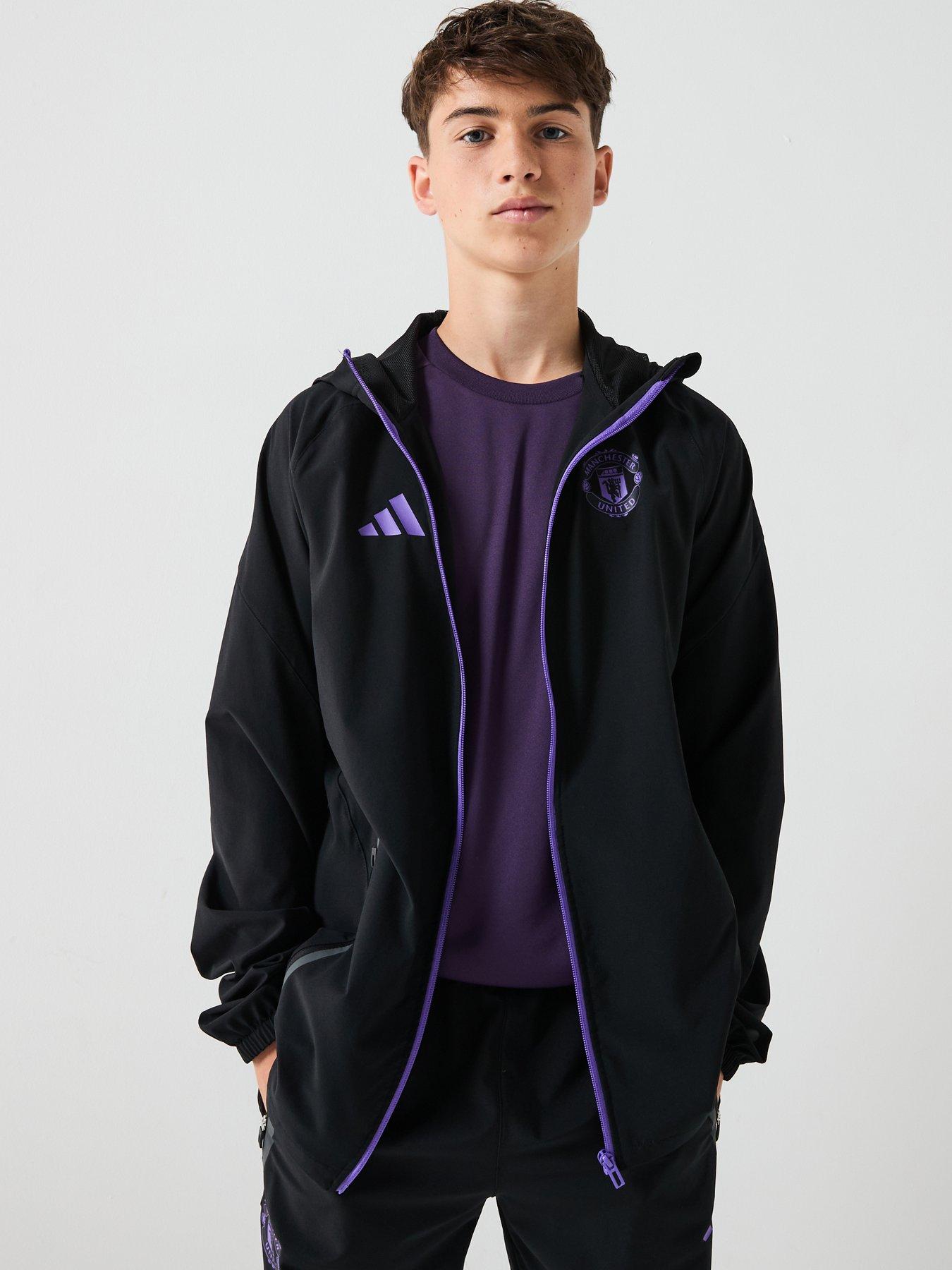Image 6 of 6 of adidas Junior Manchester United Vis Tech Hooded Training Jacket - Black