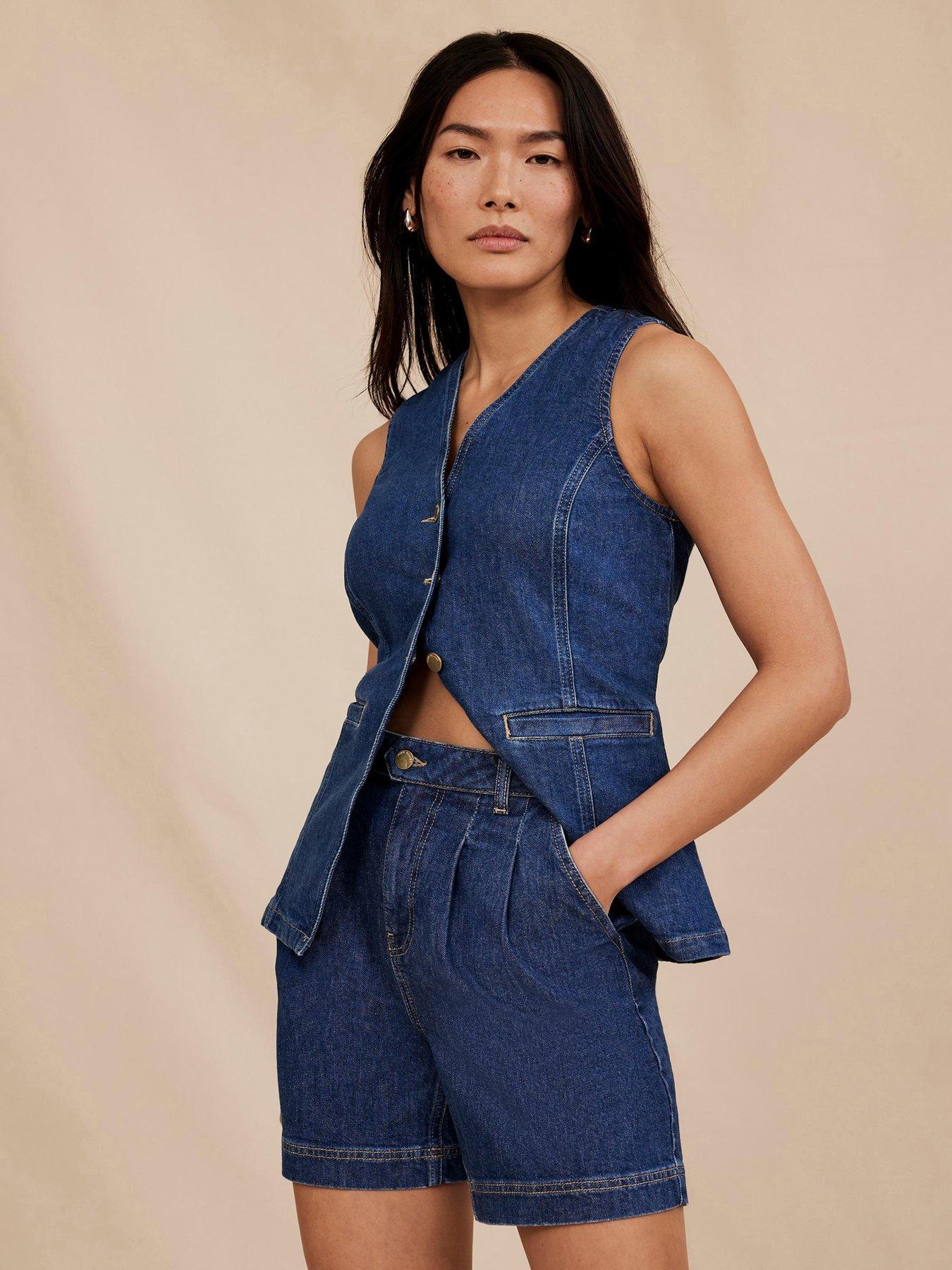 Image 1 of 6 of Mint Velvet Indigo Pleat Short - Blue