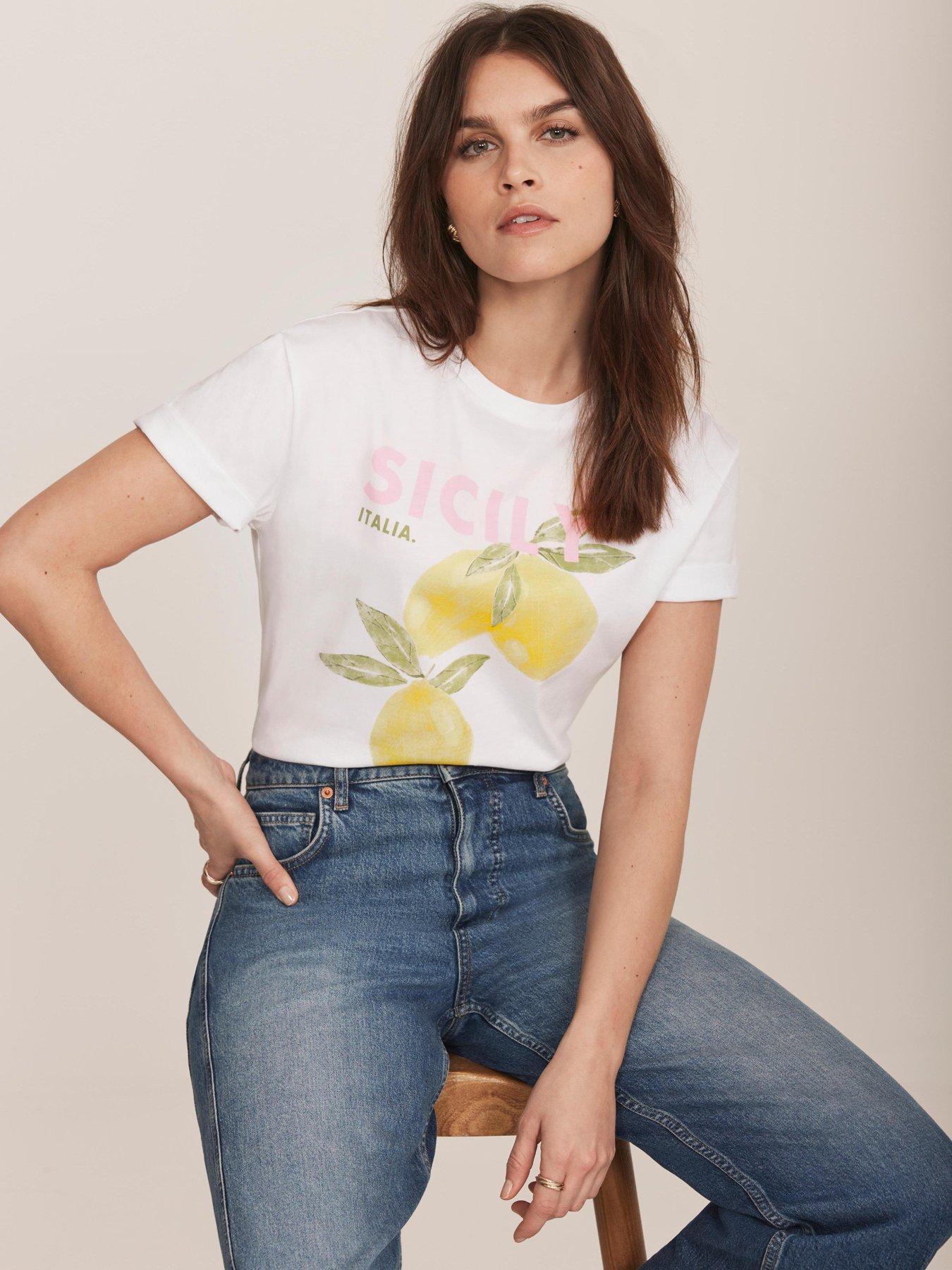 Image 1 of 6 of Mint Velvet Ivory Lemon Graphic T-Shirt - Yellow