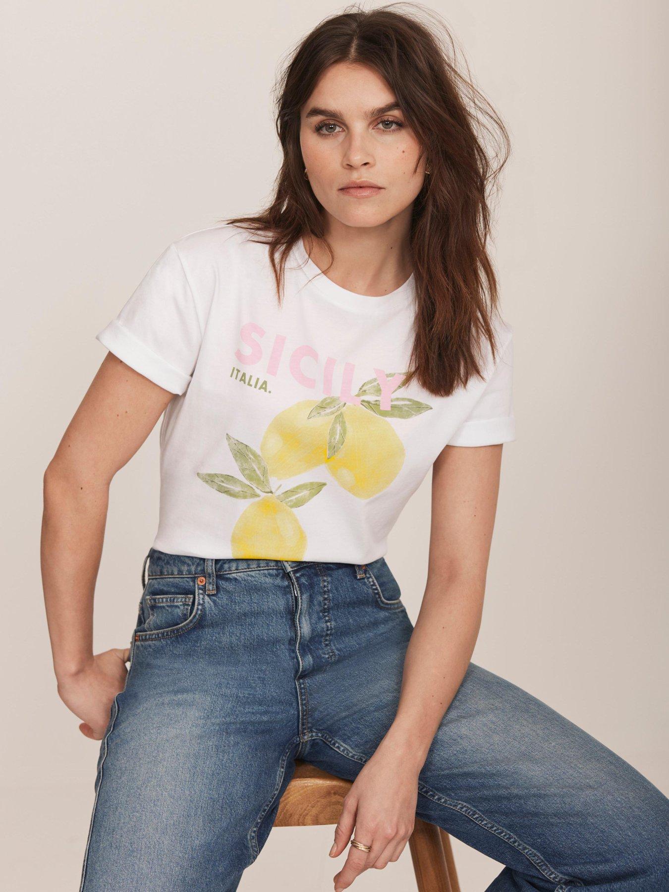 Image 4 of 6 of Mint Velvet Ivory Lemon Graphic T-Shirt - Yellow
