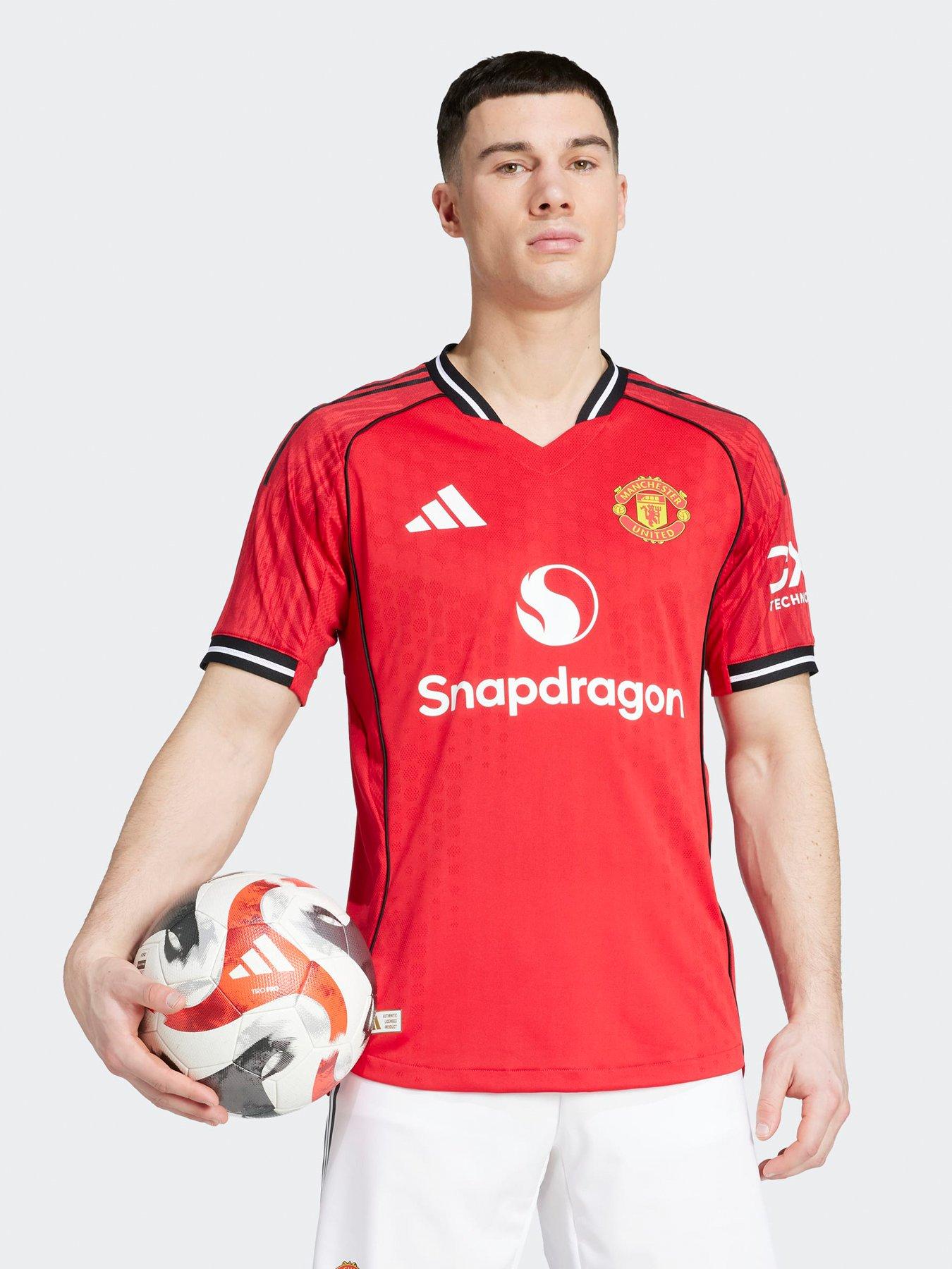 Image 1 of 6 of adidas Manchester United Mens Authentic 25/26 Home Replica Shirt - Red