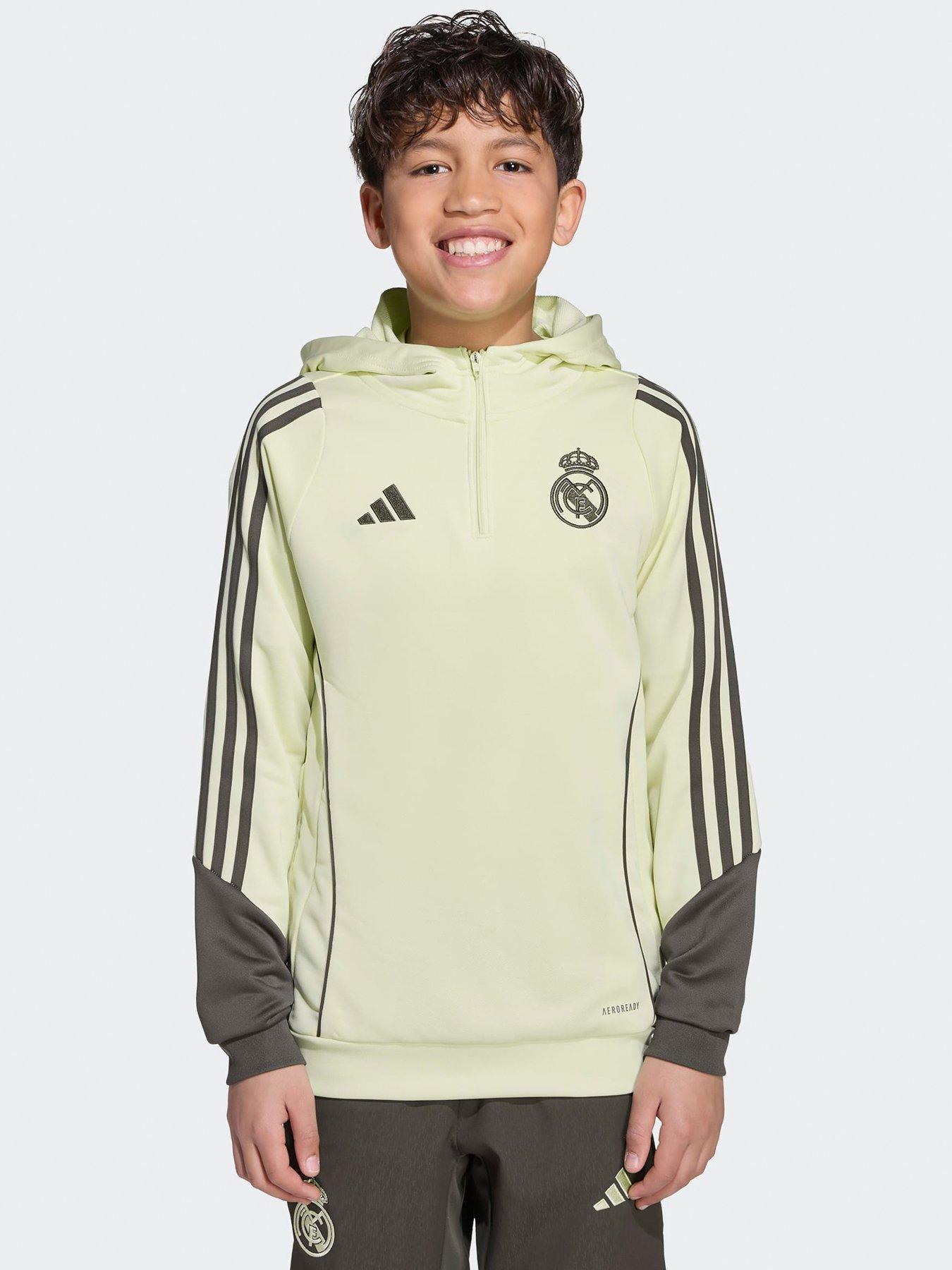 Image 1 of 6 of adidas Junior Real Madrid Training Hoodie - Lime