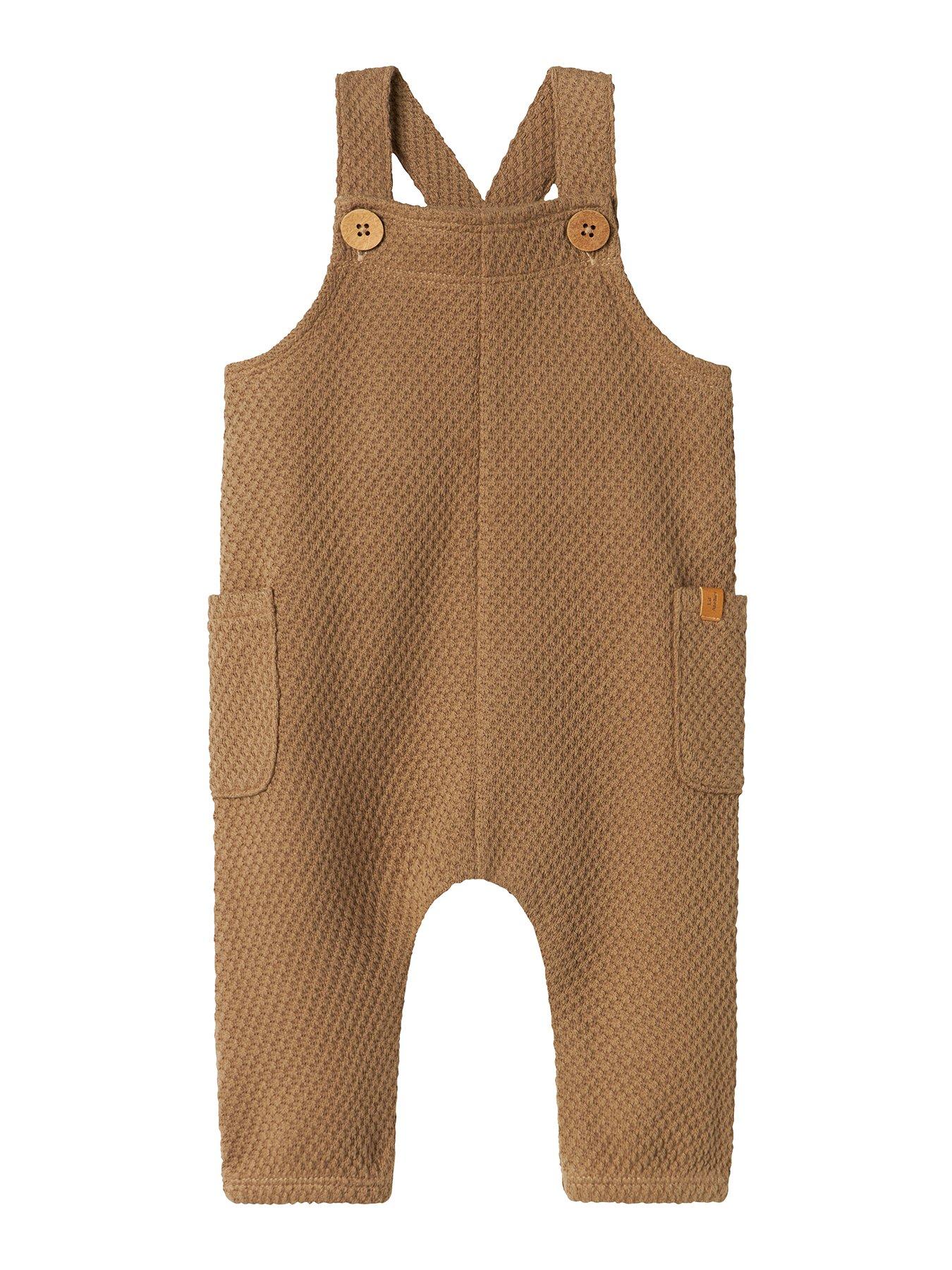 Lil Atelier Baby Boys Textured Dungaree - Brown