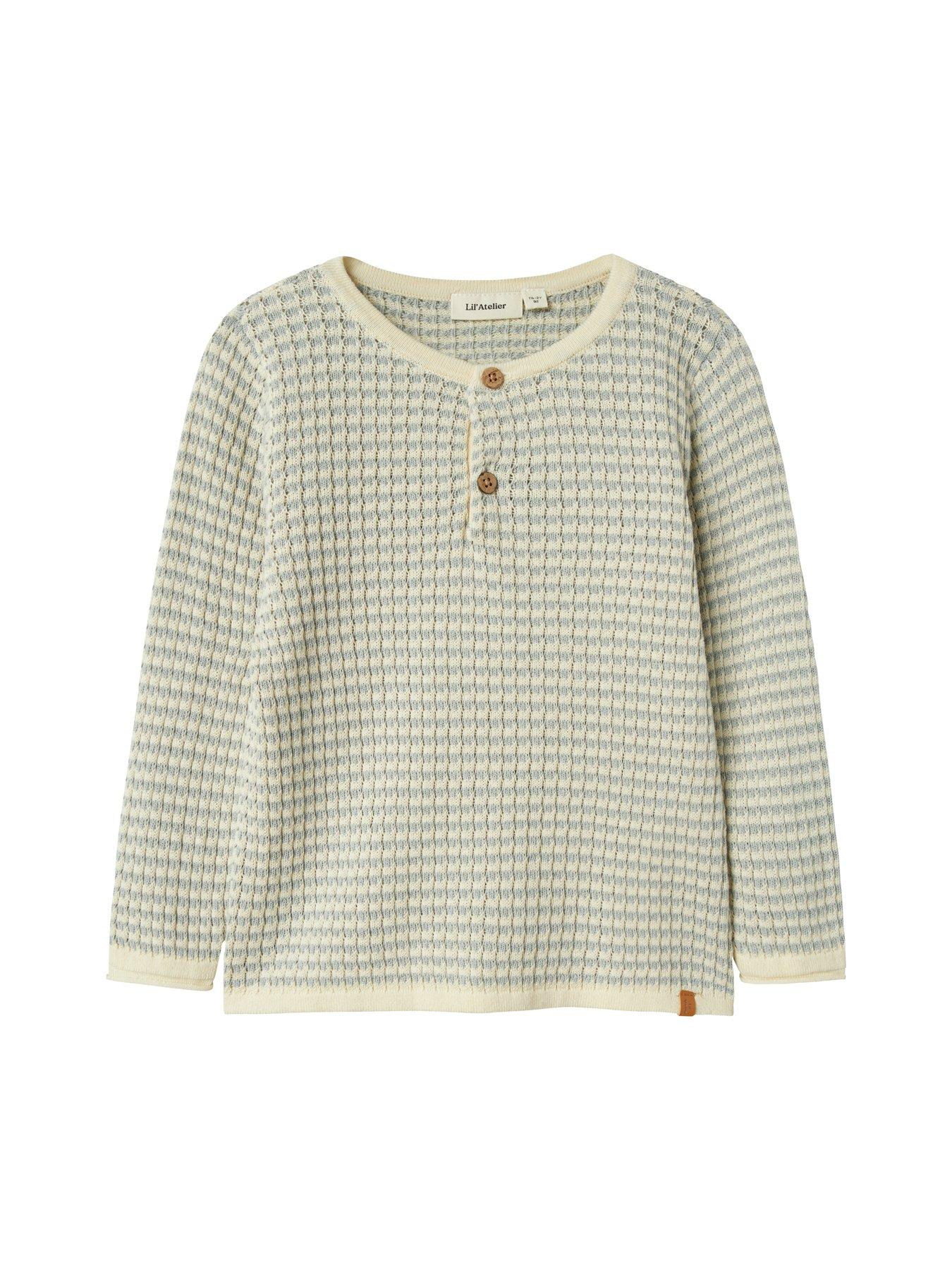 Image 2 of 3 of Lil Atelier Mini Boys Textured Knitted Jumper - Grey