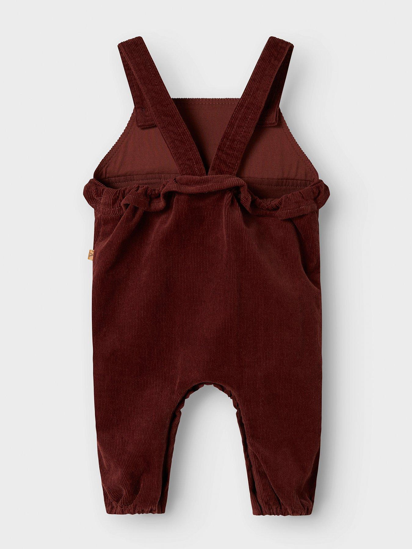 Image 2 of 4 of Lil Atelier Baby Girls Cord Dungarees - Dark Red