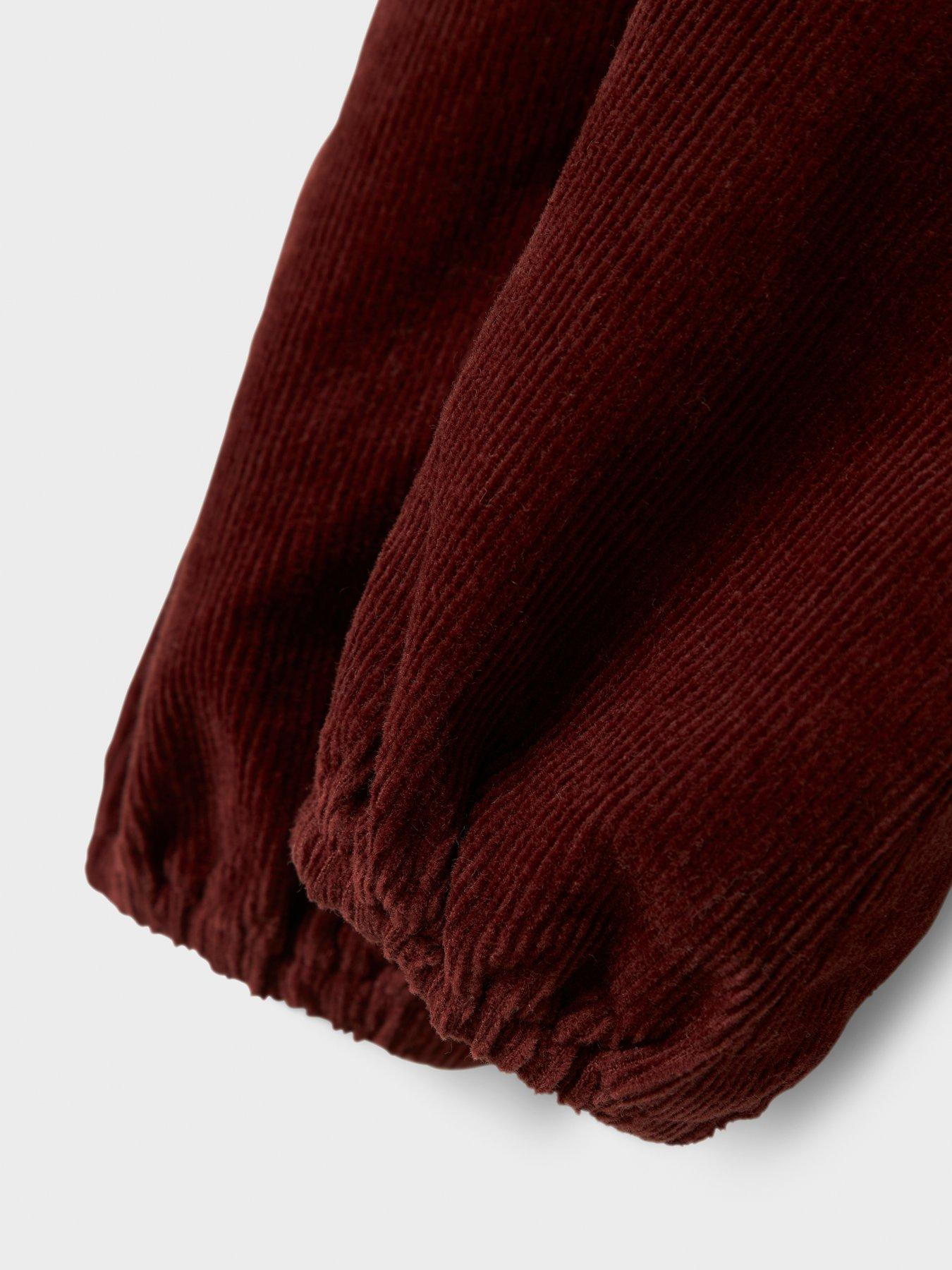 Image 4 of 4 of Lil Atelier Baby Girls Cord Dungarees - Dark Red