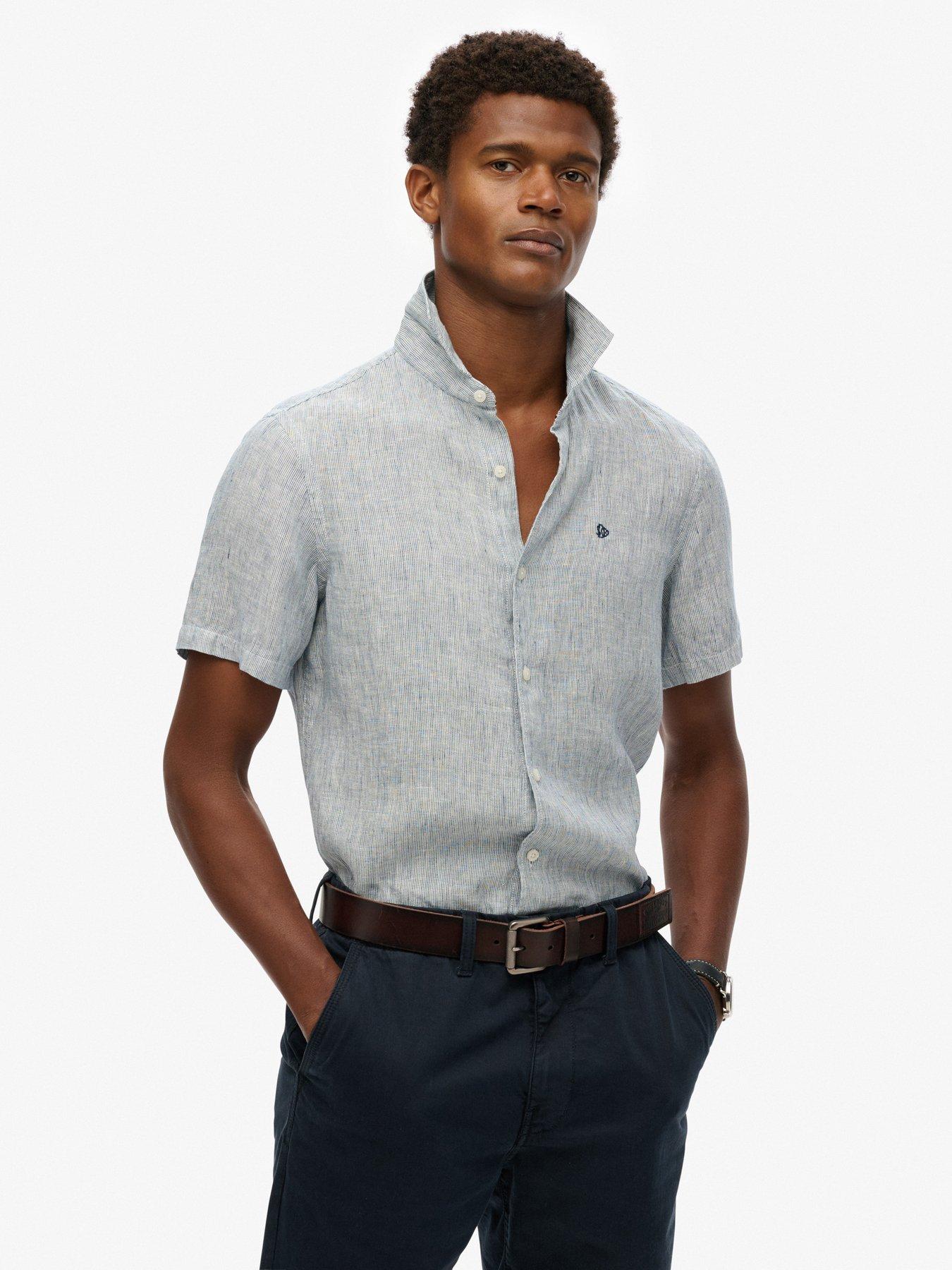 undefined Superdry Embroidered Vacation Linen Short Sleeve Shirt - Navy