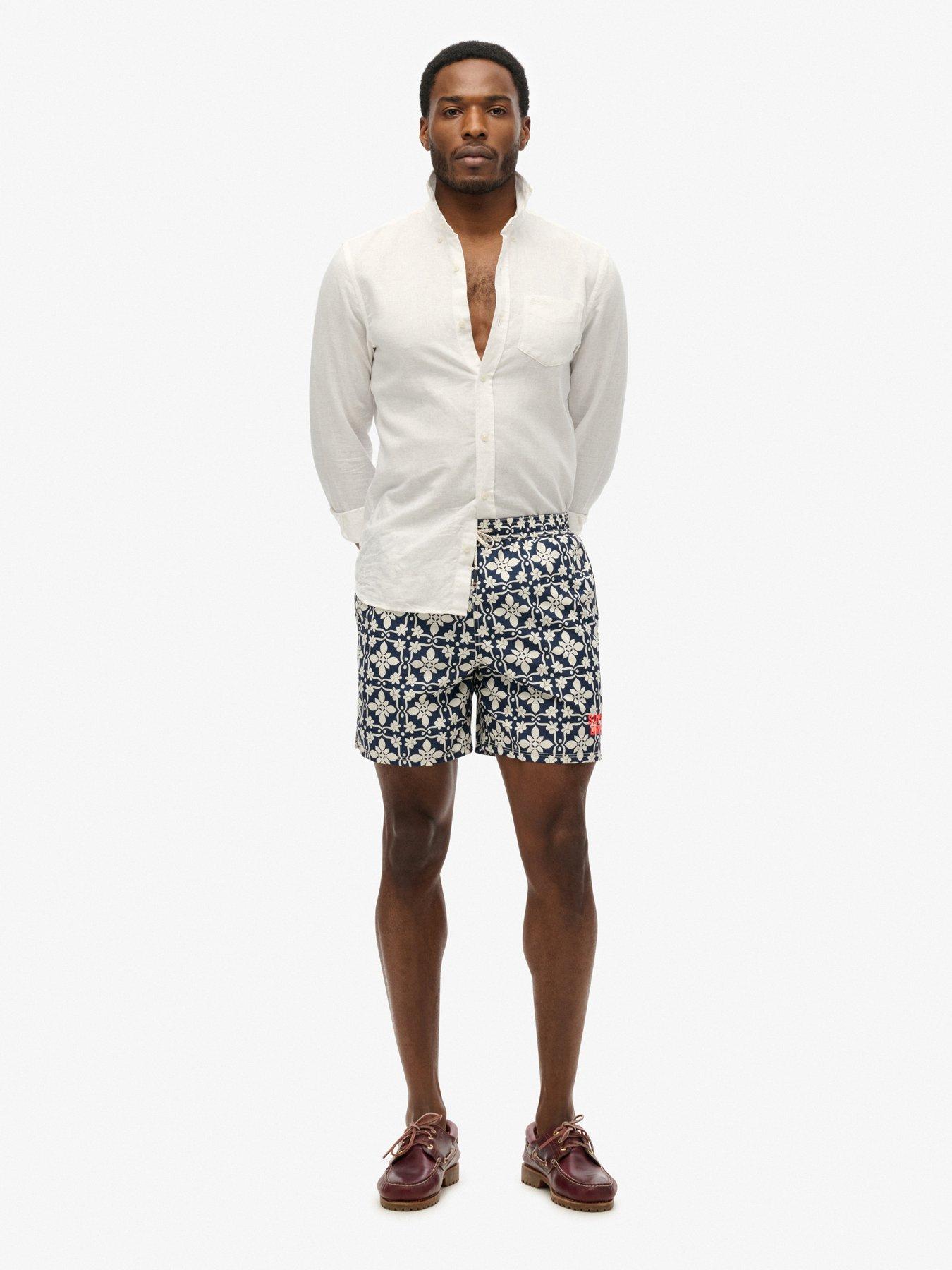 Image 4 of 6 of Superdry Superdry Tile Print 17-inch Swim Shorts - Navy